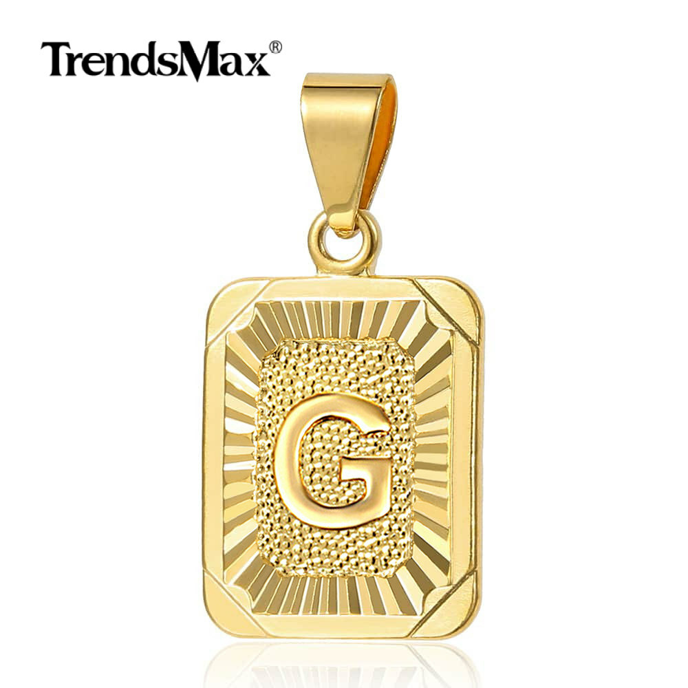 Gold Plated 26 Letter Pendant Necklace 16″ Stainless Steel Box Chain Choker Gift