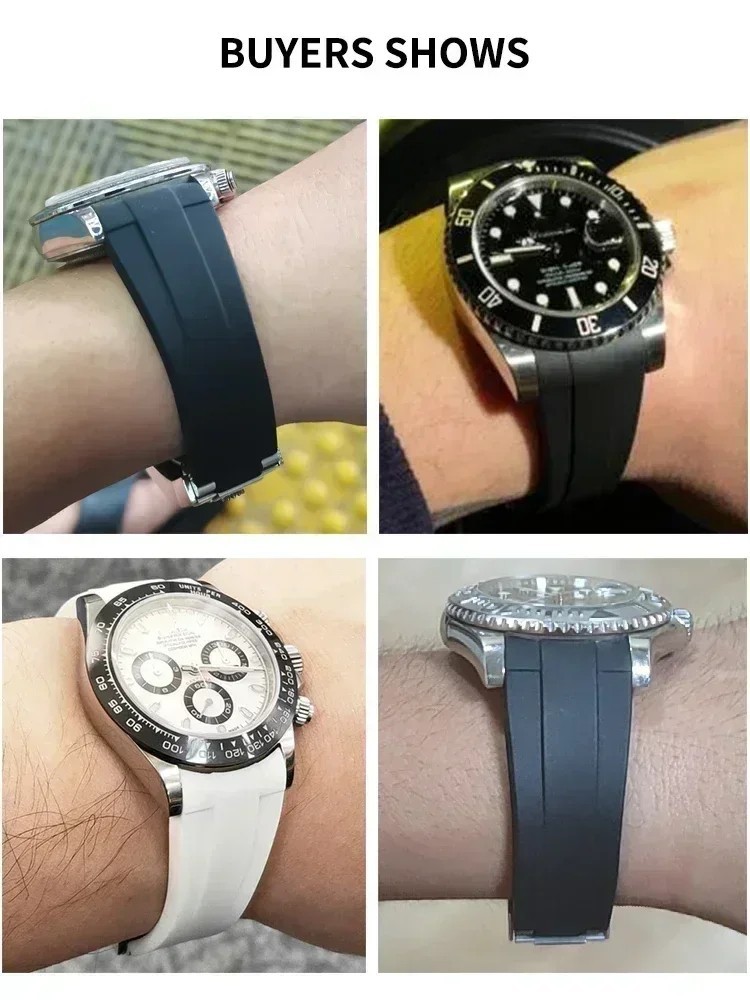 Silicone Curved End Watch Strap 20mm Replacement Band Waterproof Sport Wristband
