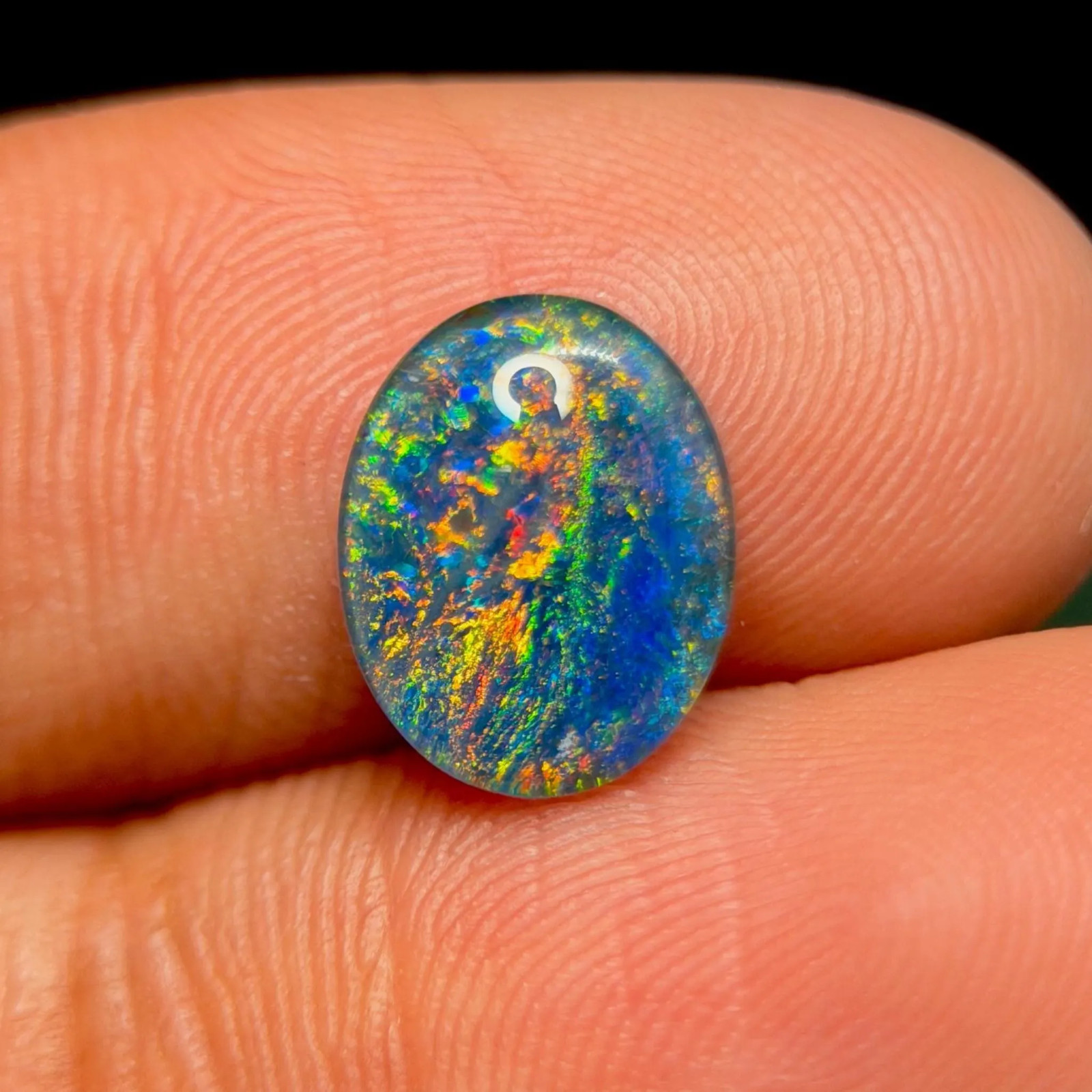 AAA+ Australian Triplet Fire Opal, Electric Blue Green Flash Cabochon For Ring