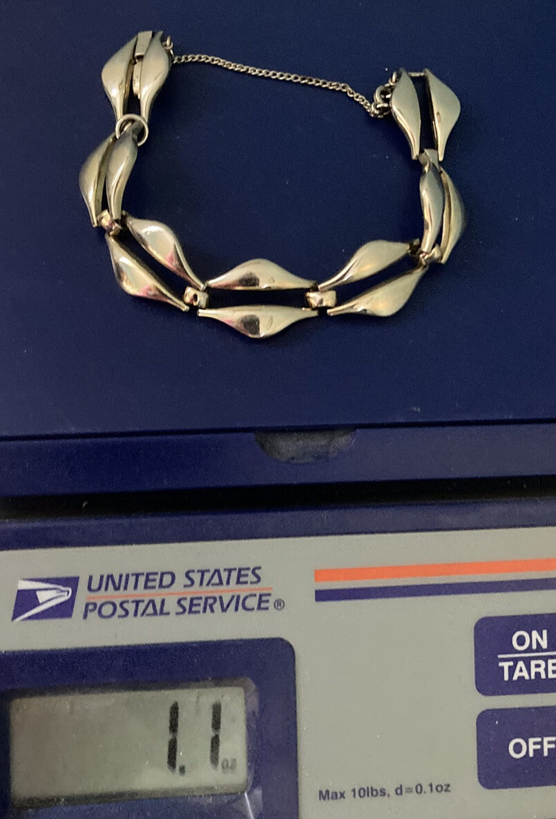 Monet Midcentury Space Age Link Bracelet with Safety Chain 7”