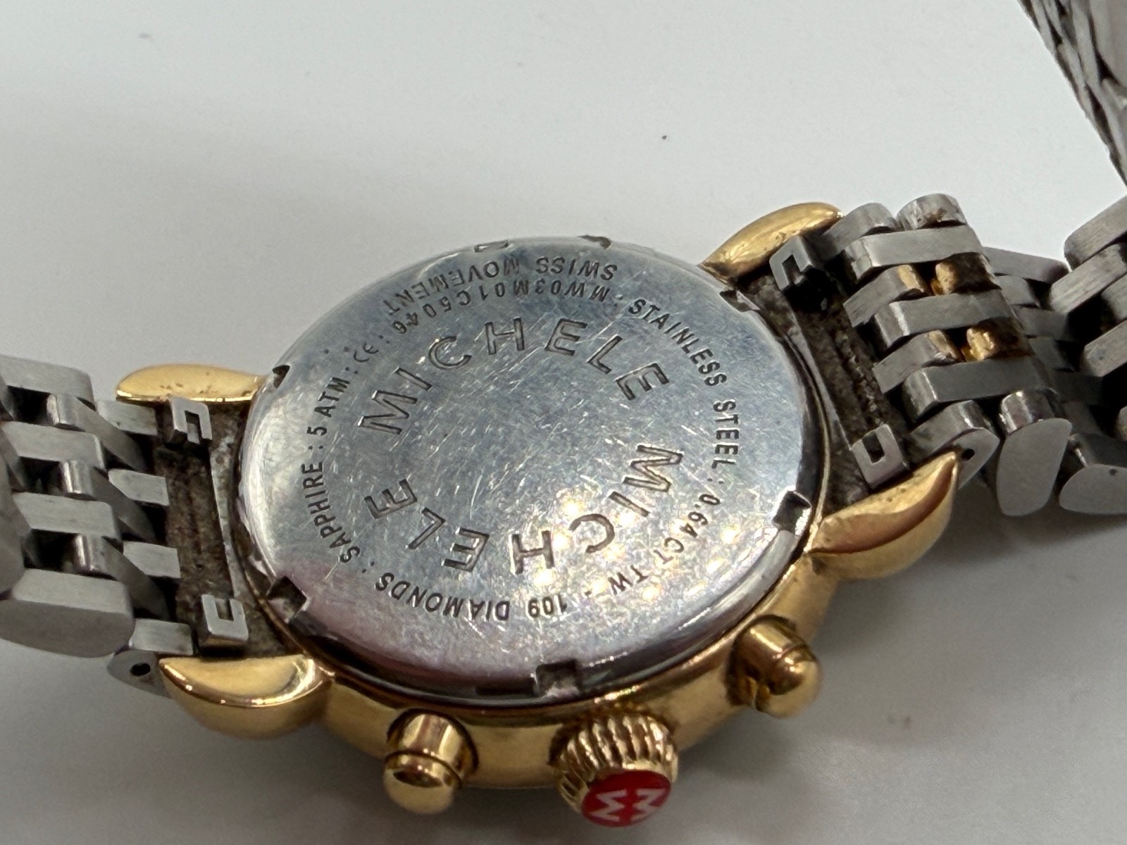 Michele CSX Diamond Chronograph 2 Tone Silver & Gold Stainless Steel Watch