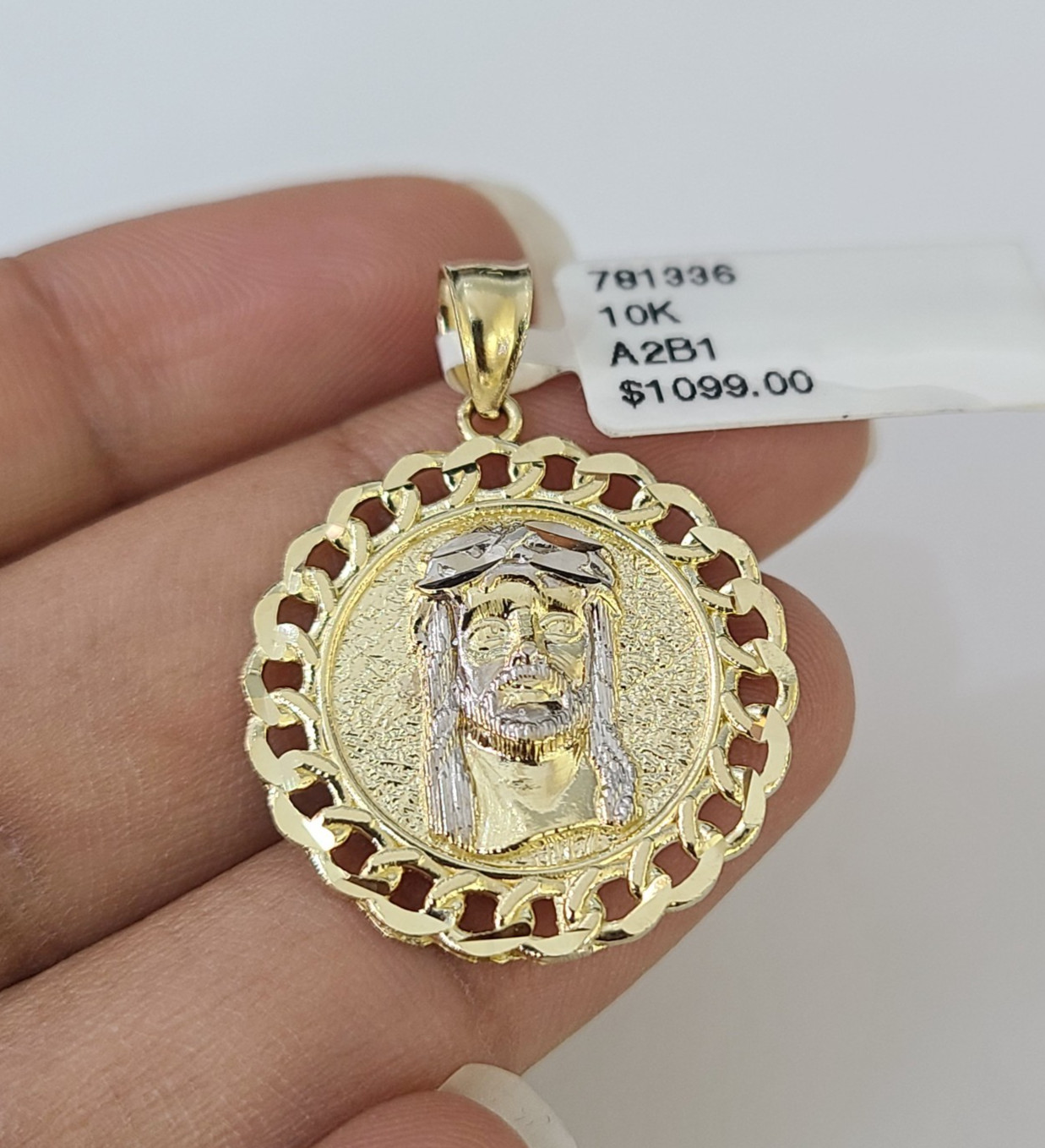 Real 10K Jesus Head Pendant Cuban Yellow Gold Charm Genuine