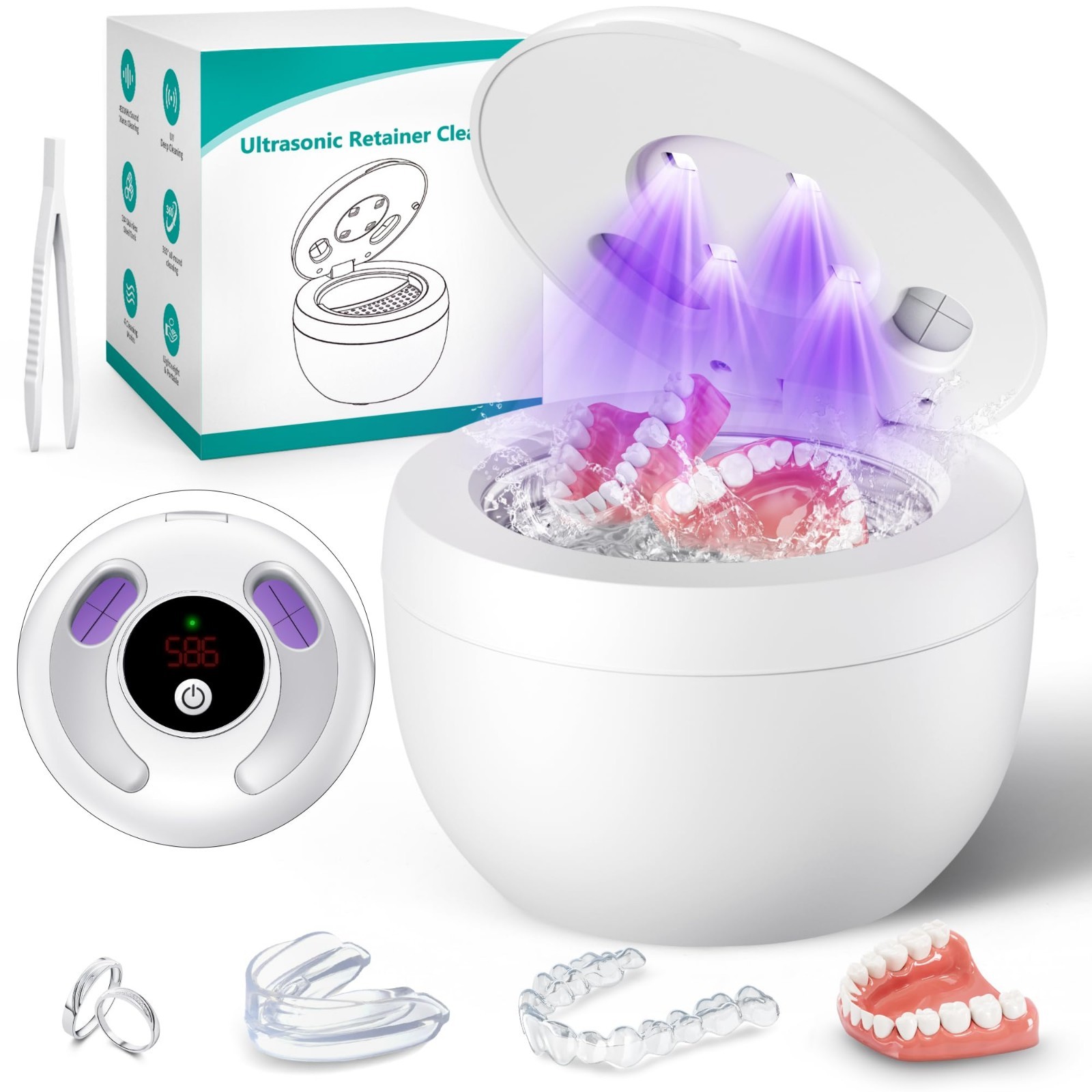 Ultrasonic Cleaner Machine 45kHz for Dentures, Braces, Aligners, Jewelry – 200ML