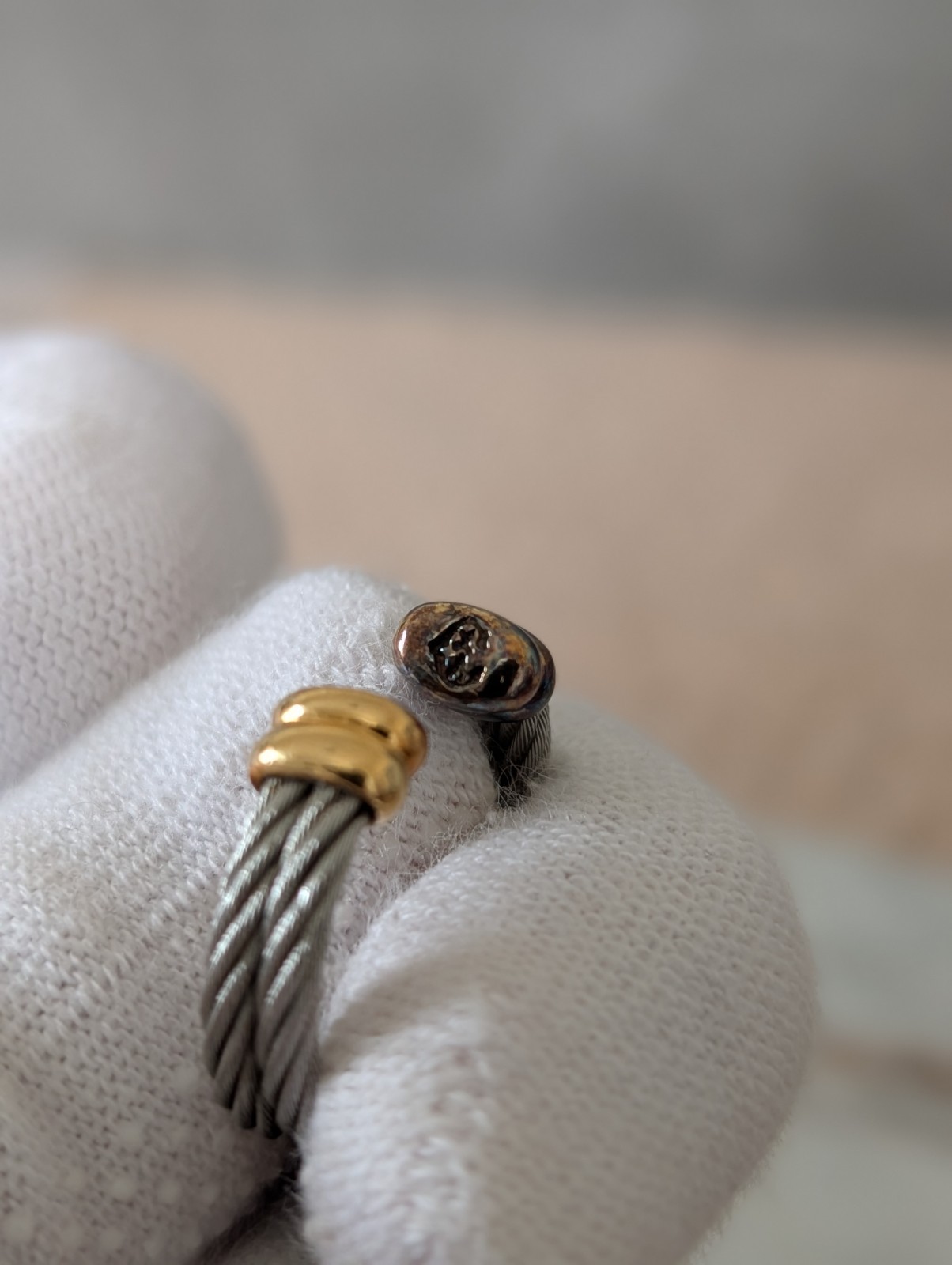 Vintage Charriol Stainless Steel Cable Heart Ring Sz US 6-7