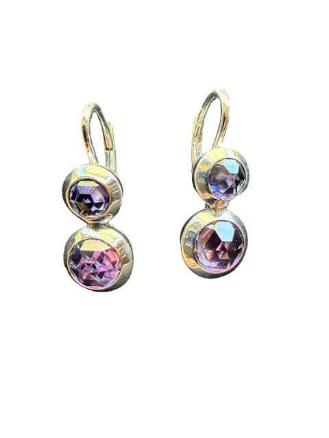 Tiffany & Co. 18k White Gold Double Drop Iolite and Amethyst Earrings