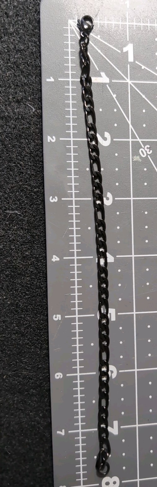Black Metal Curb Link Bracelet 7.5 Inches