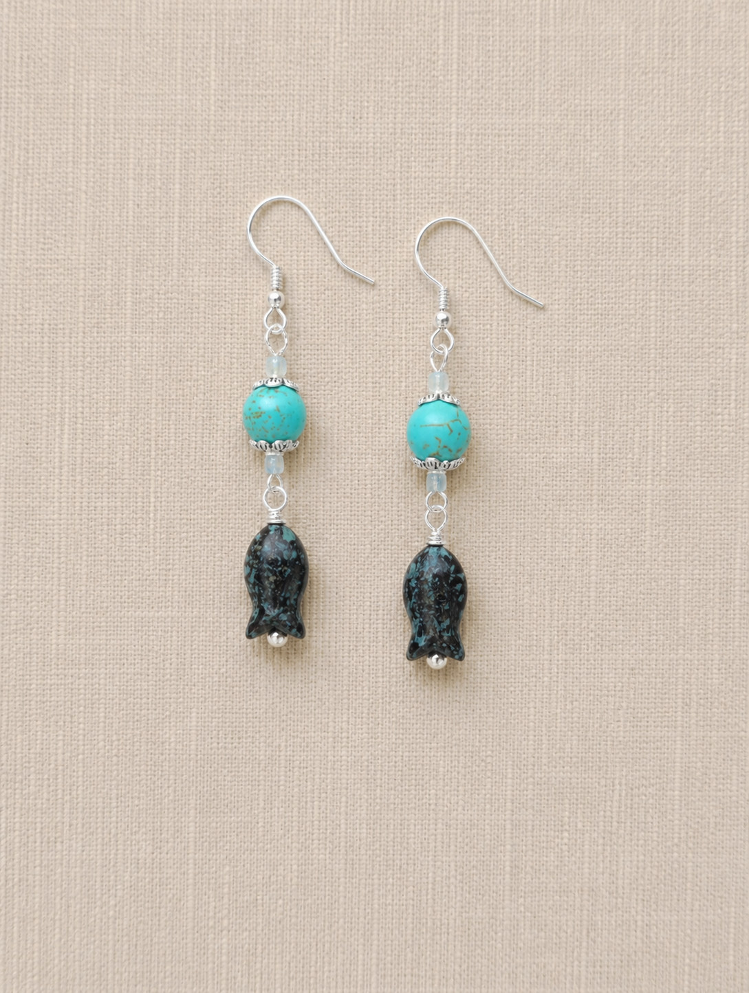 Fish Pendant Earrings Handcrafted