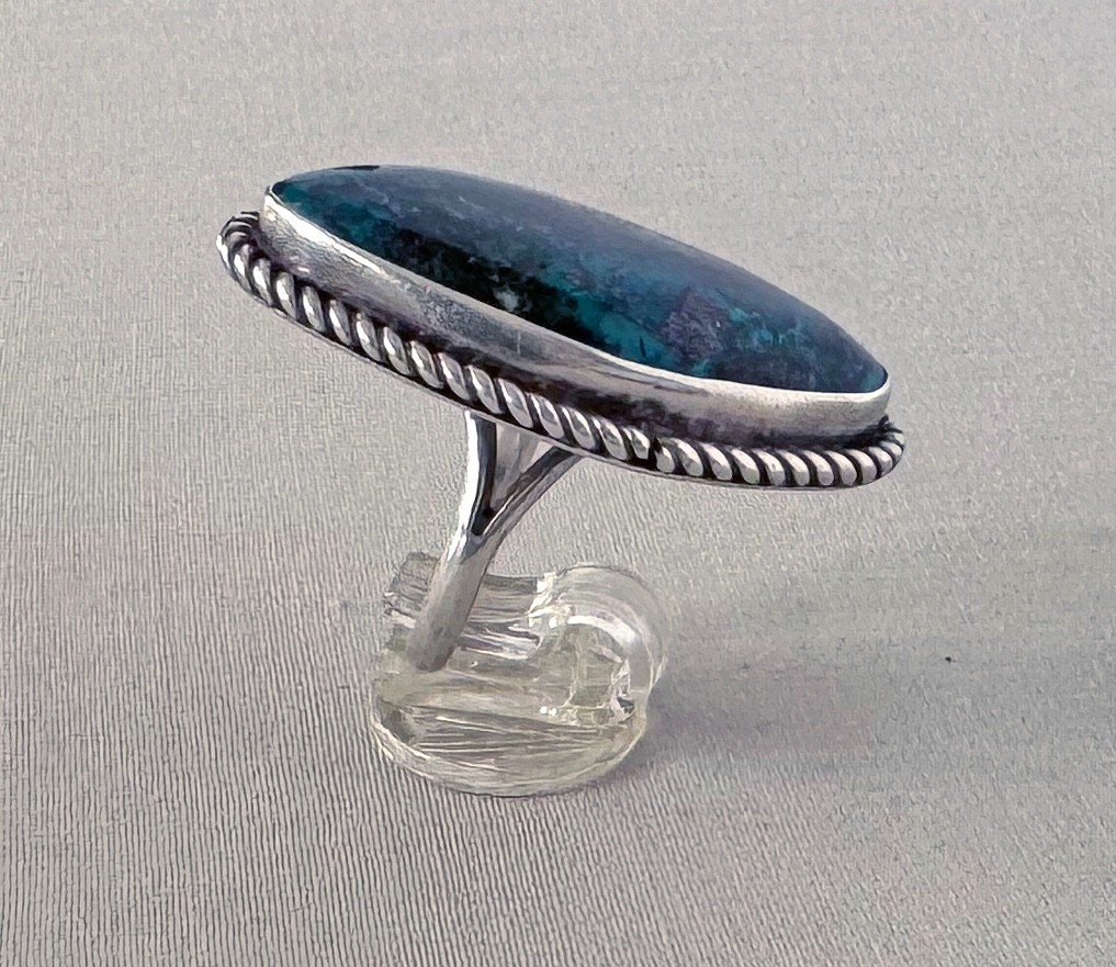 Shattuckite Southwestern Style Sterling Silver Ring Size 7 – 7.25;A452