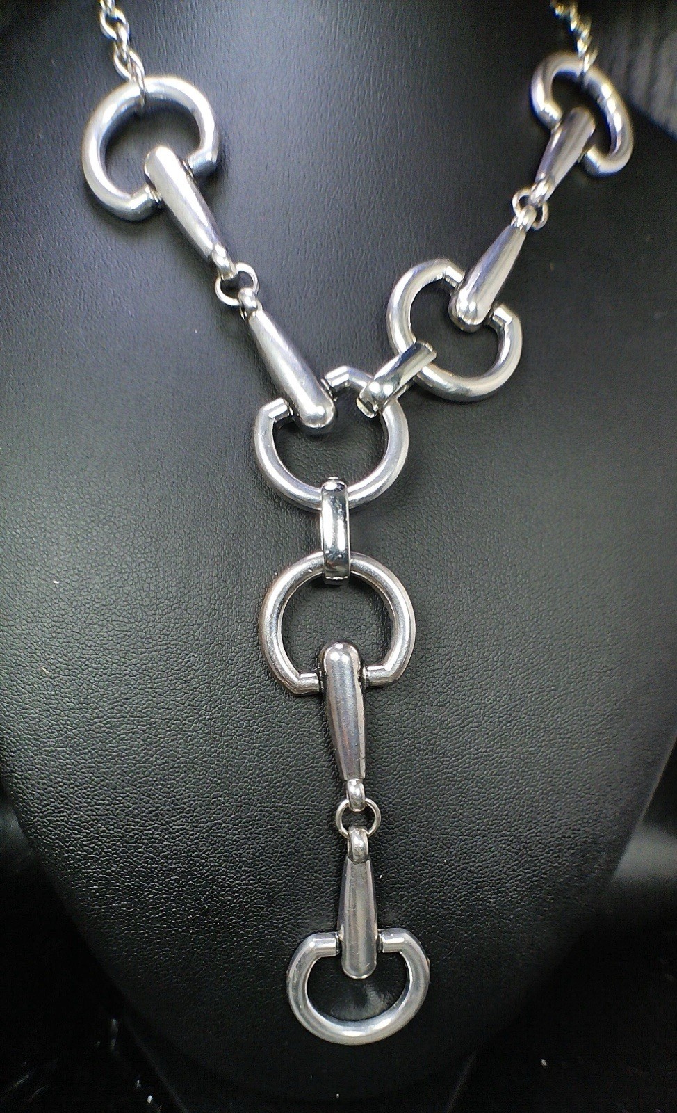 Horse Bit Lariat Necklace Silver Tone Equestrian Western Cowgirl Statement Piece