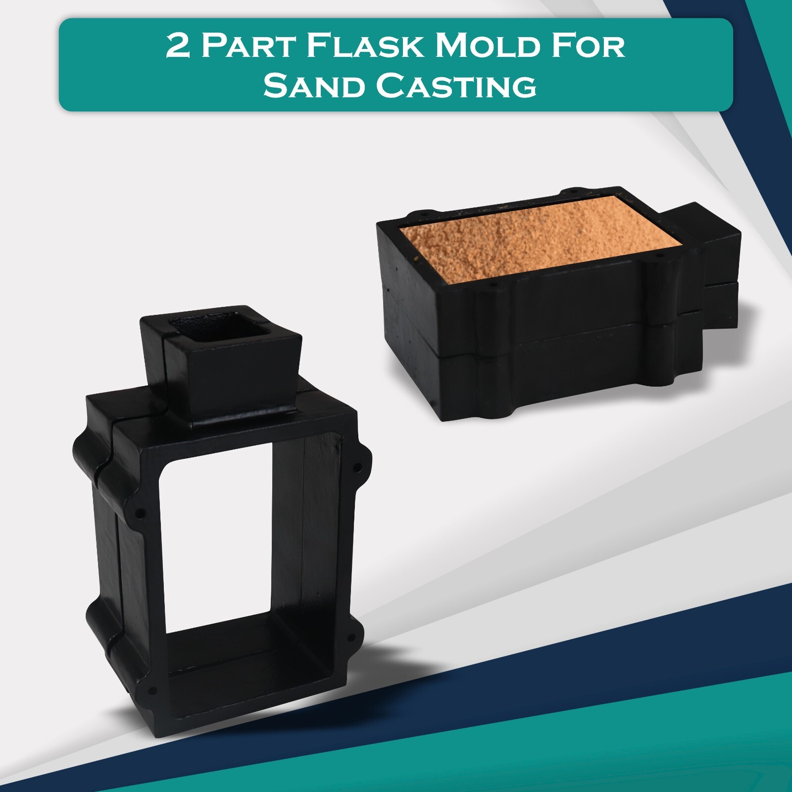 Cast Iron 2 Part Flask Mold for Delft Sand Casting Jewelry Making Tool