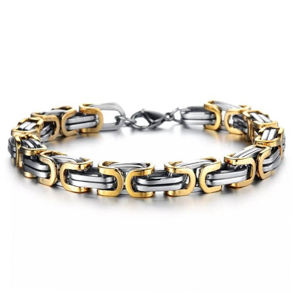Stainless Steel Byzantine Chain Bracelet | Gold/Silver | Multiple Sizes