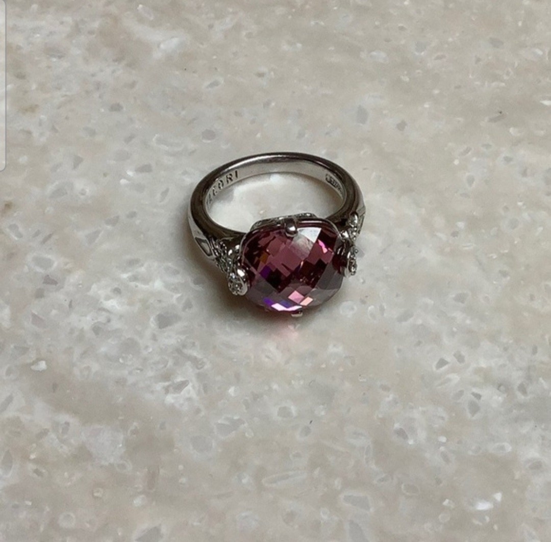 Tacori 925 Silver & Simulated Pink Tourmaline Ring Size 6 NWOT