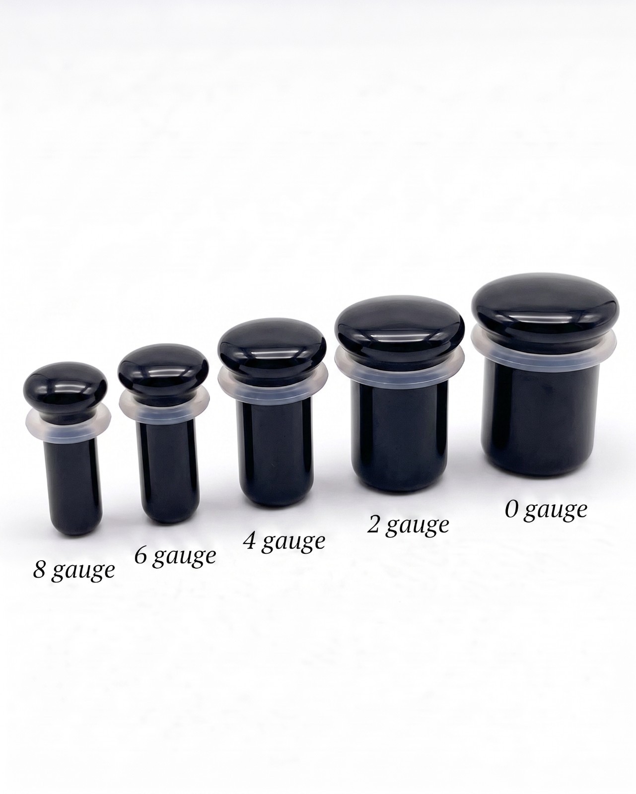 Pair of Single Flare Black Obsidian Stone Plugs gauges organic 8ga – 1 Inch E616