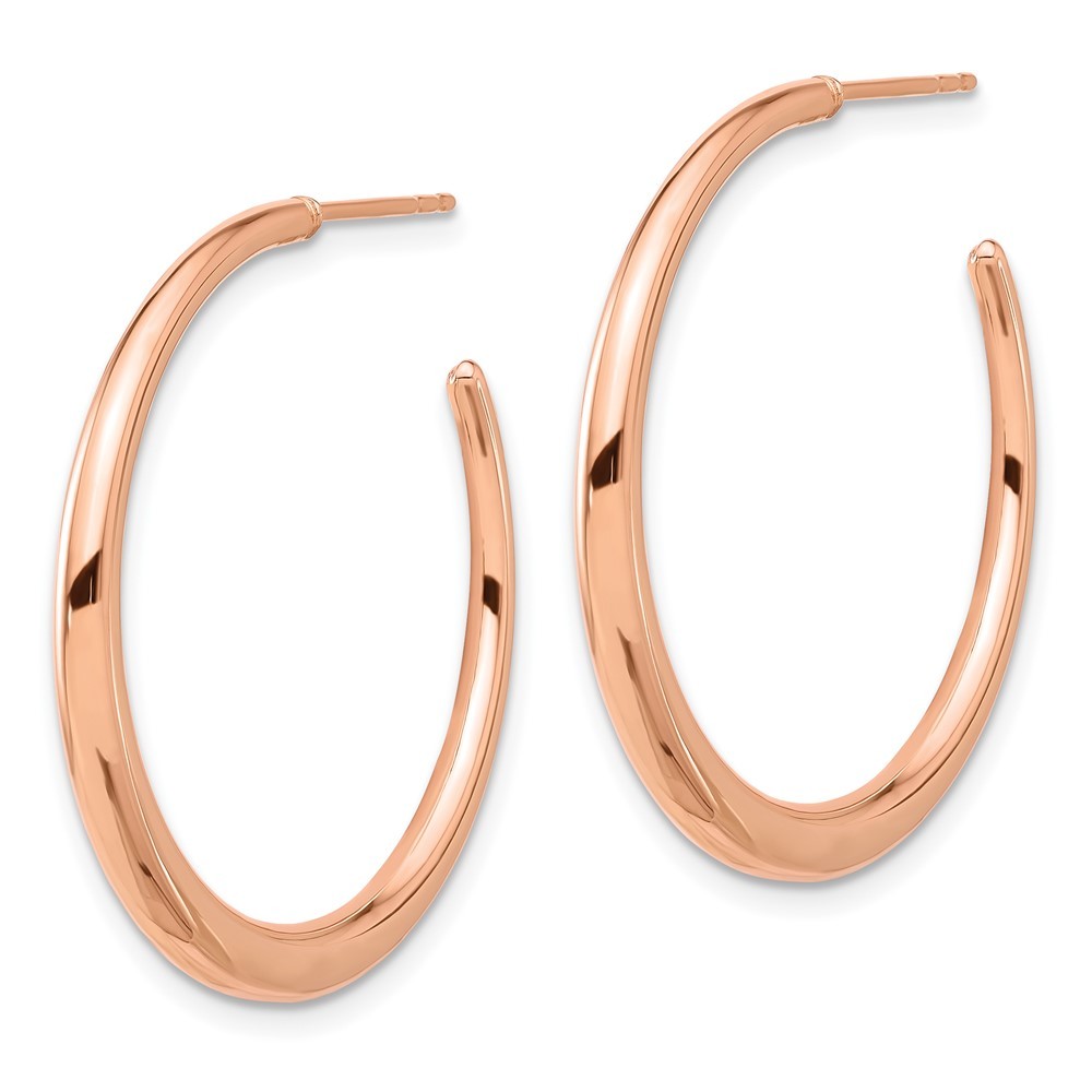 14K Rose Gold Polished Hoop Earrings 2.35g, L-32.1mm, W-32.2mm for Mom
