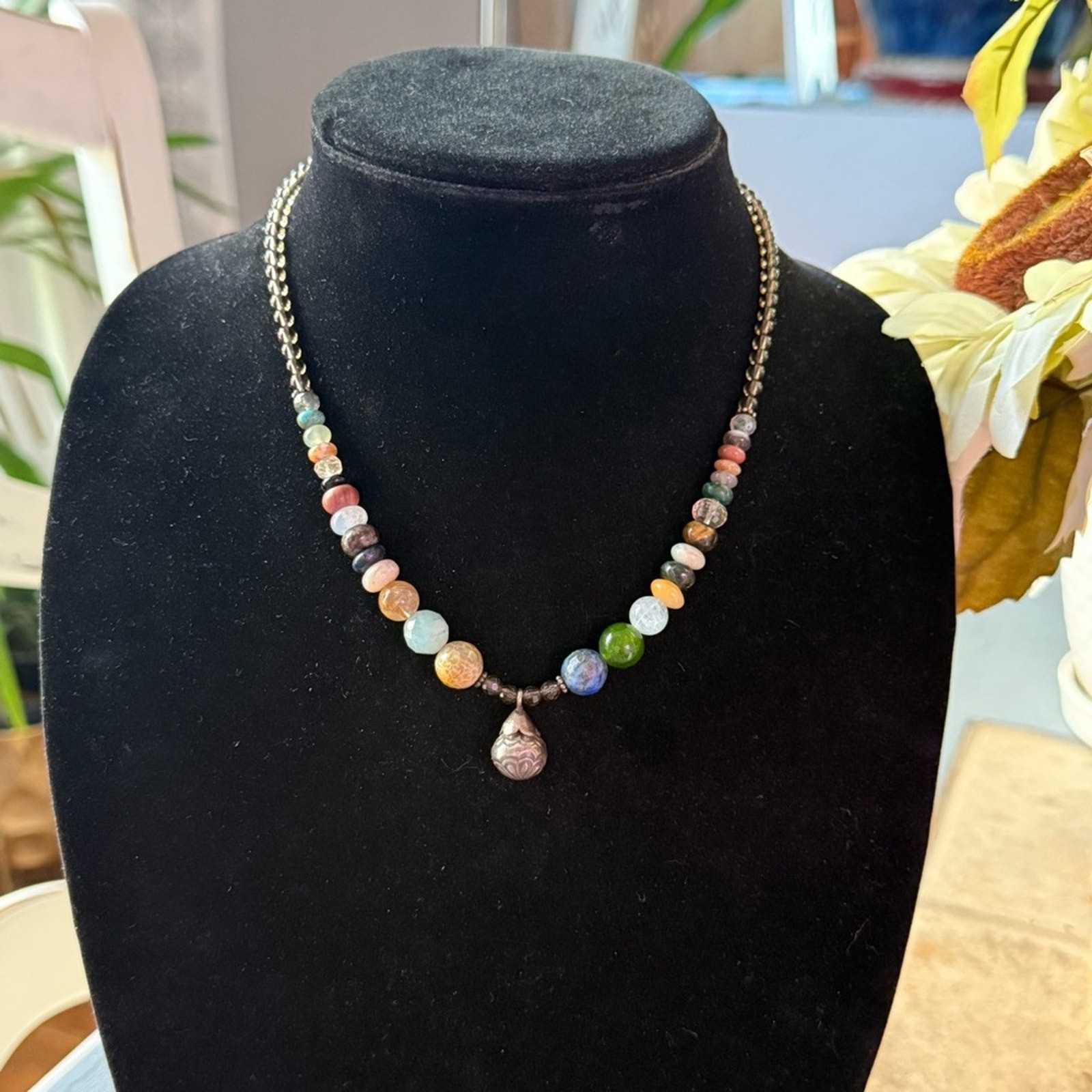 925 Sterling Silver Beaded Jingle Bell Pendant Necklace