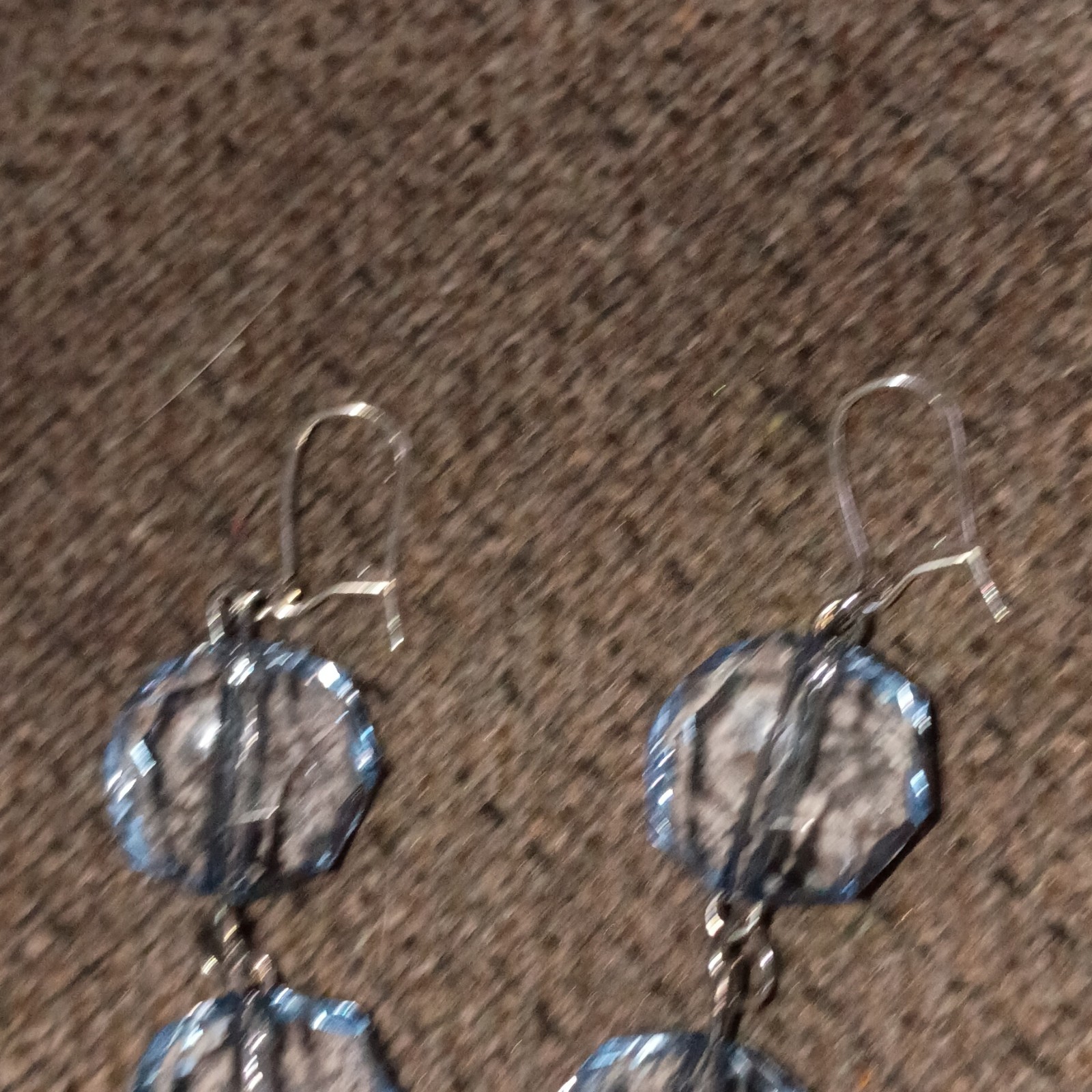 Handmade Dangly Earrings That Are Blue And Silver