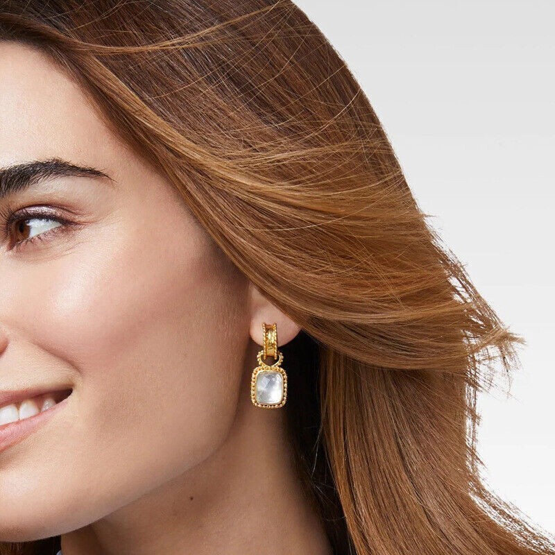 Julie Vos Elegance Gold Marbella Square Shell Freshwater Pearls Earings