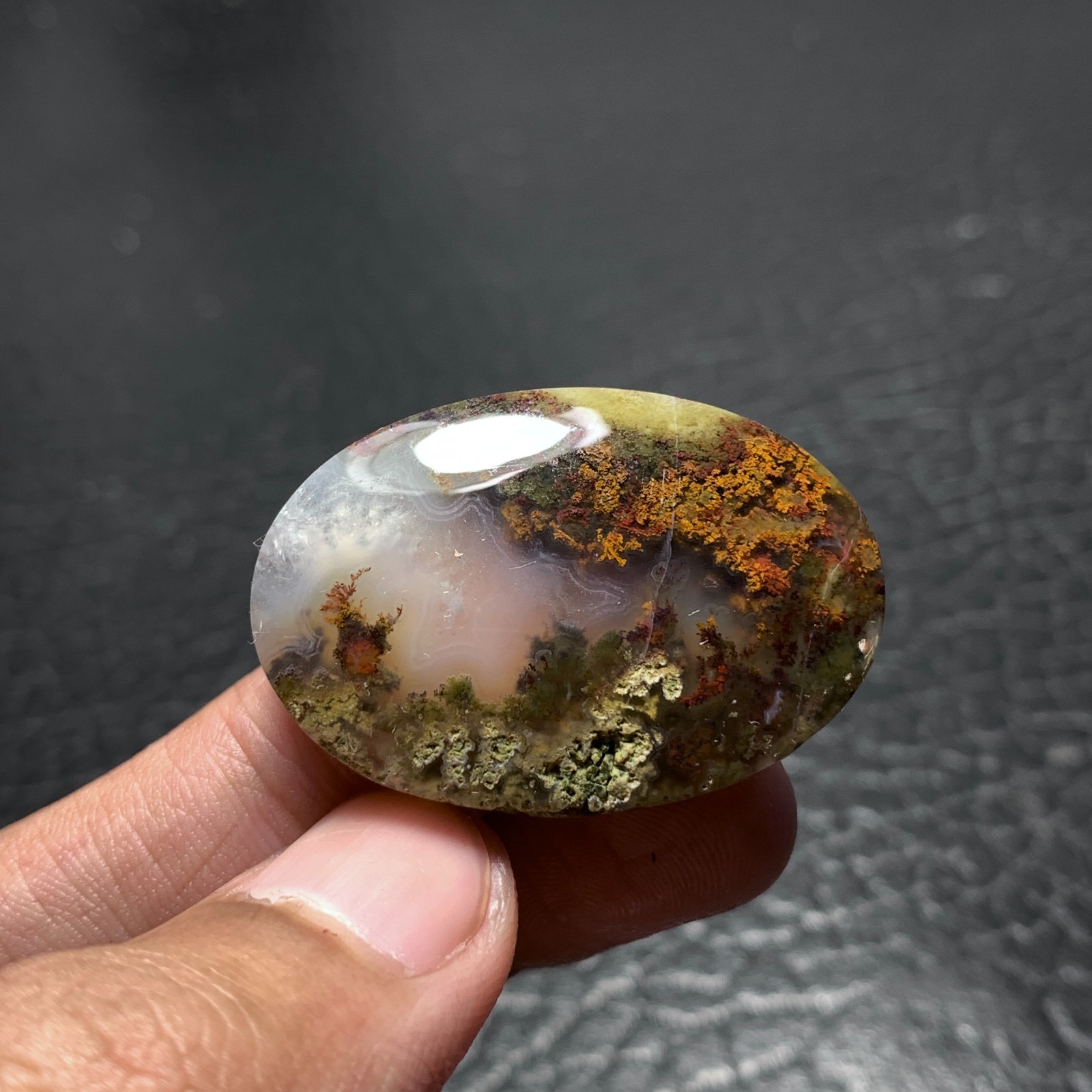 Moss Agate Cabochon 36×24.5x7mm Good Quality 53.5 ct