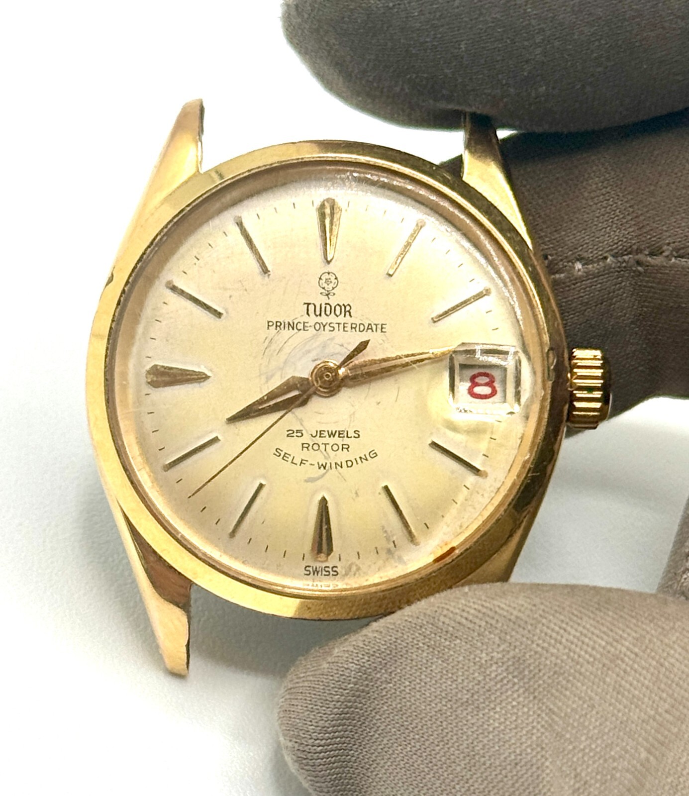 Vintage Tudor Prince Oyster Date Watch 25 Rubies Model 7970 Gold-Capped