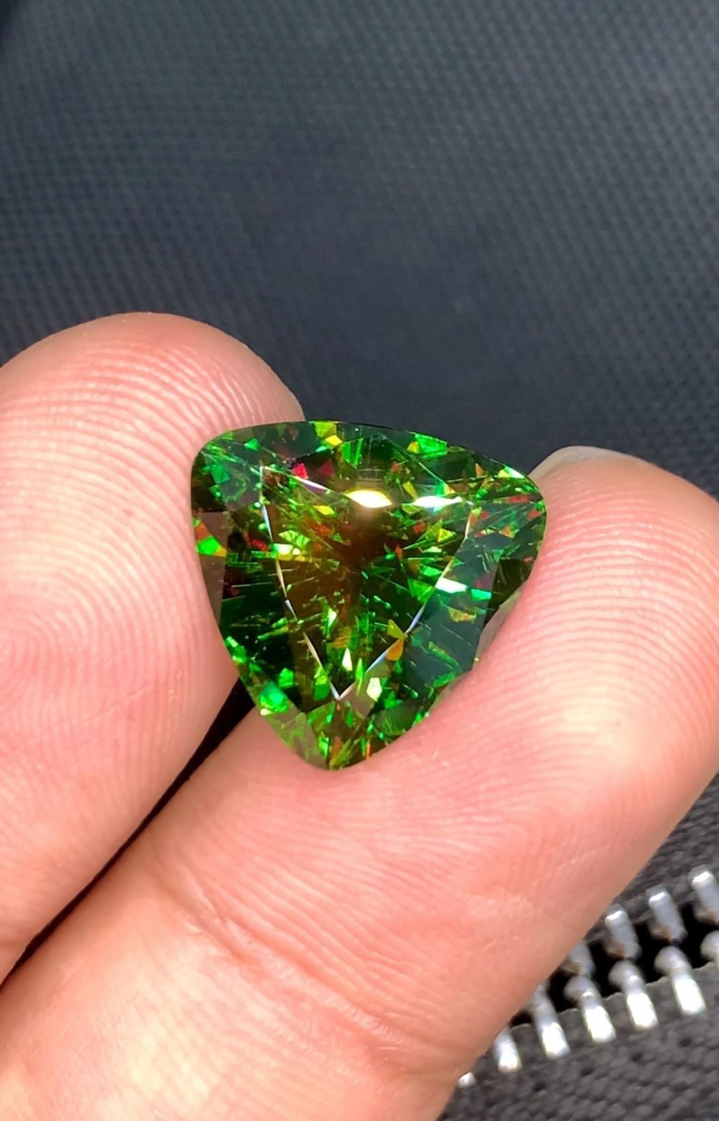 Natural 5.06 Ct Full Fire Sphene Titanite Trillion Cut Sparkling Pakistan Skardu