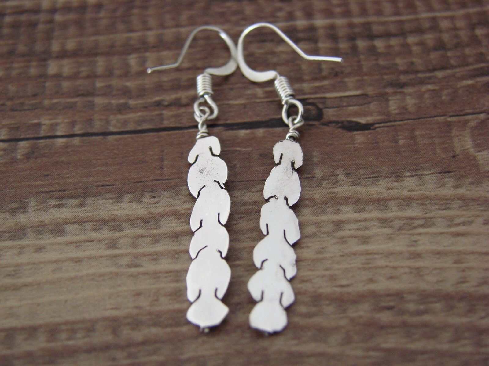 Native American Hand Stamped Sterling Silver Feather Earrings by Arviso
