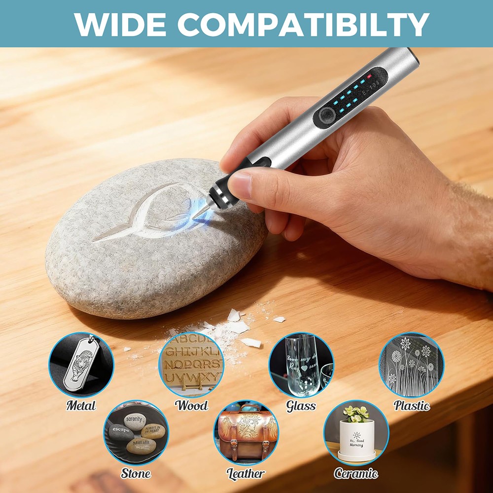 USB Rechargable Engraving Pen with 34 Bits Mini Electric DIY Engraver Cordless
