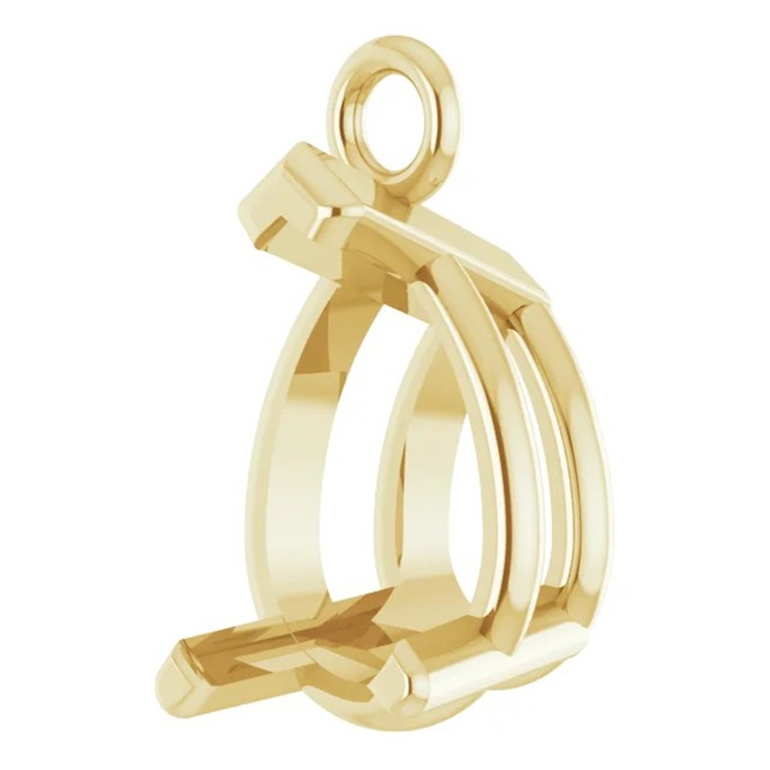 Pear Cut Dangle Mounting in Solid 10K Yellow Gold V End Prong Basket Setting USA