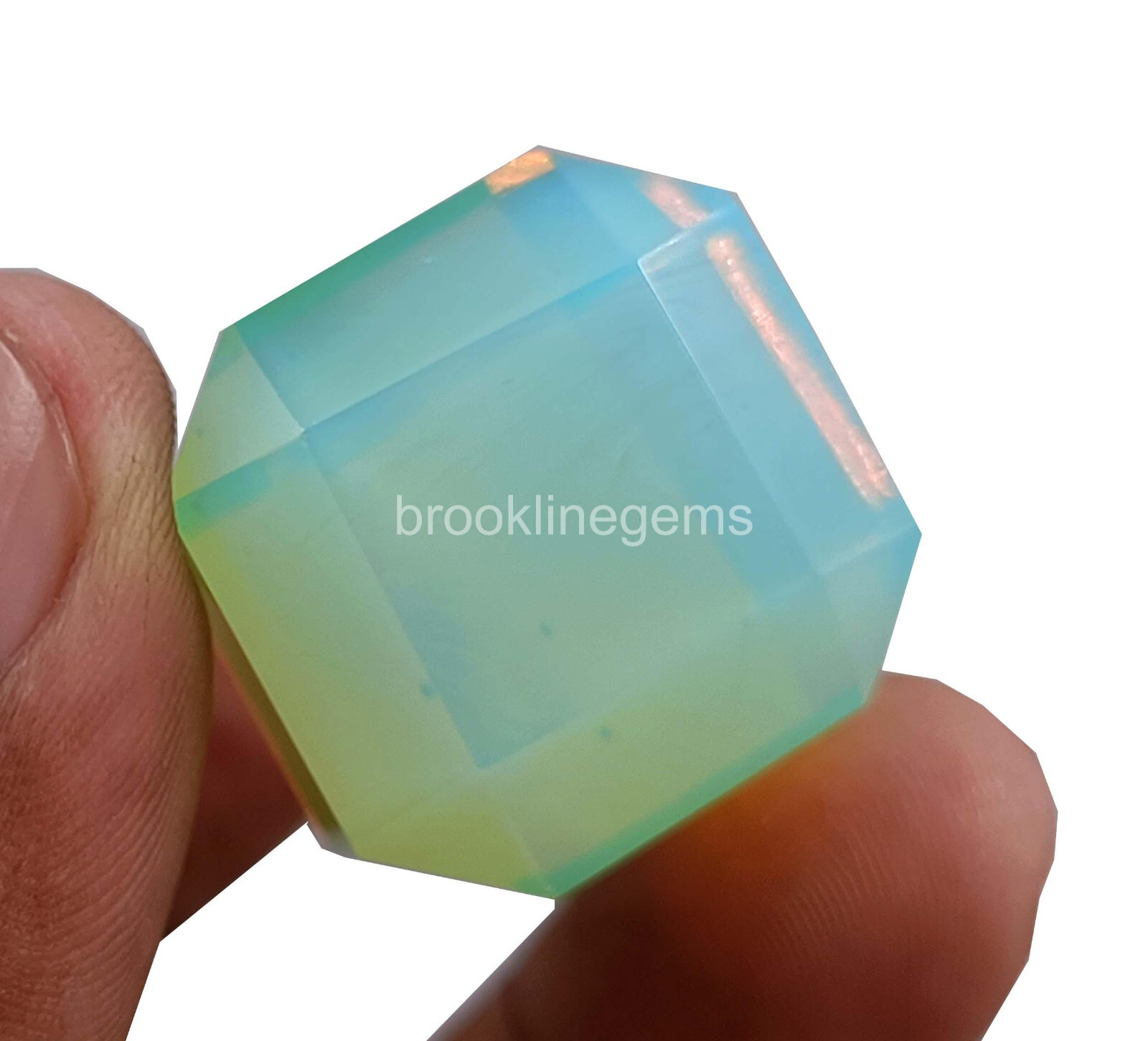 120 Ct Natural Green Opal Cube Welo Australian Certified Untreated Gemstone 4NUB