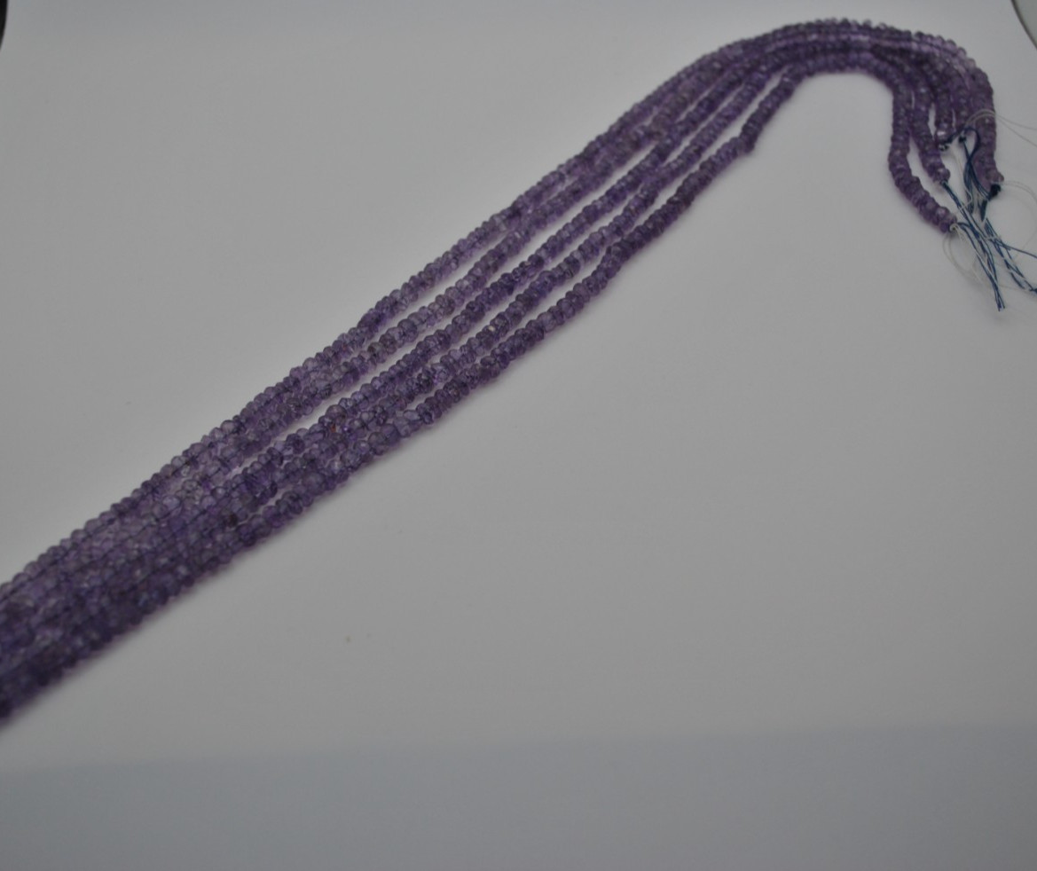 Amethyst Rondelle Gemstone Strand with Smooth Stones (No Clasp)