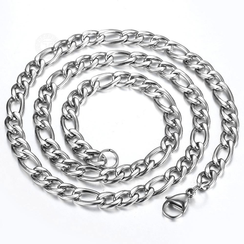 3/5/7/9mm Stainless Steel Figaro Chain Necklace Men Women Link Jewelry 16″-30″