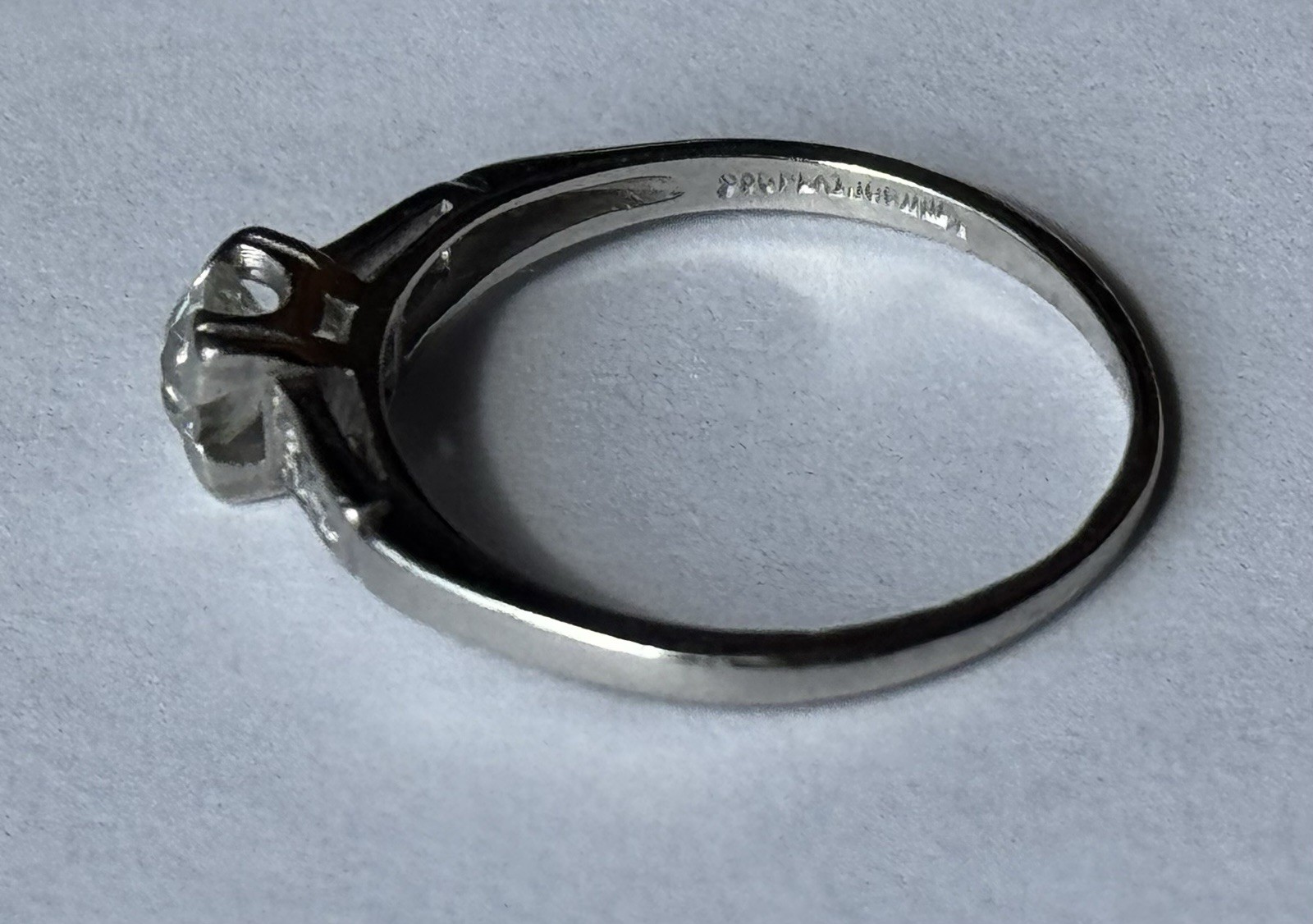Antique 900 Platinum Victorian Old Mine Cut Diamond Solitaire Ring 0.57 ctw