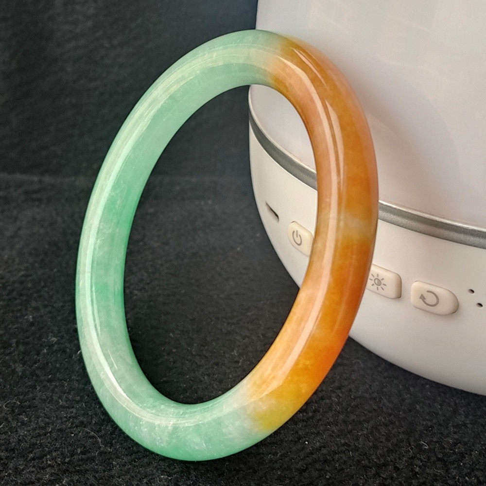 Certified Grade A Red Green 60-61mm Natural Burma Jade jadeite Bangle Bracelet
