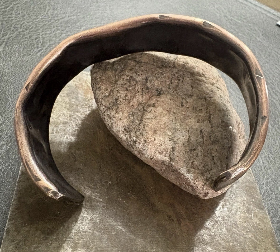 Brutalist M Men’s Wide Hammered Thick Copper Artisan Cuff Bracelet Viking