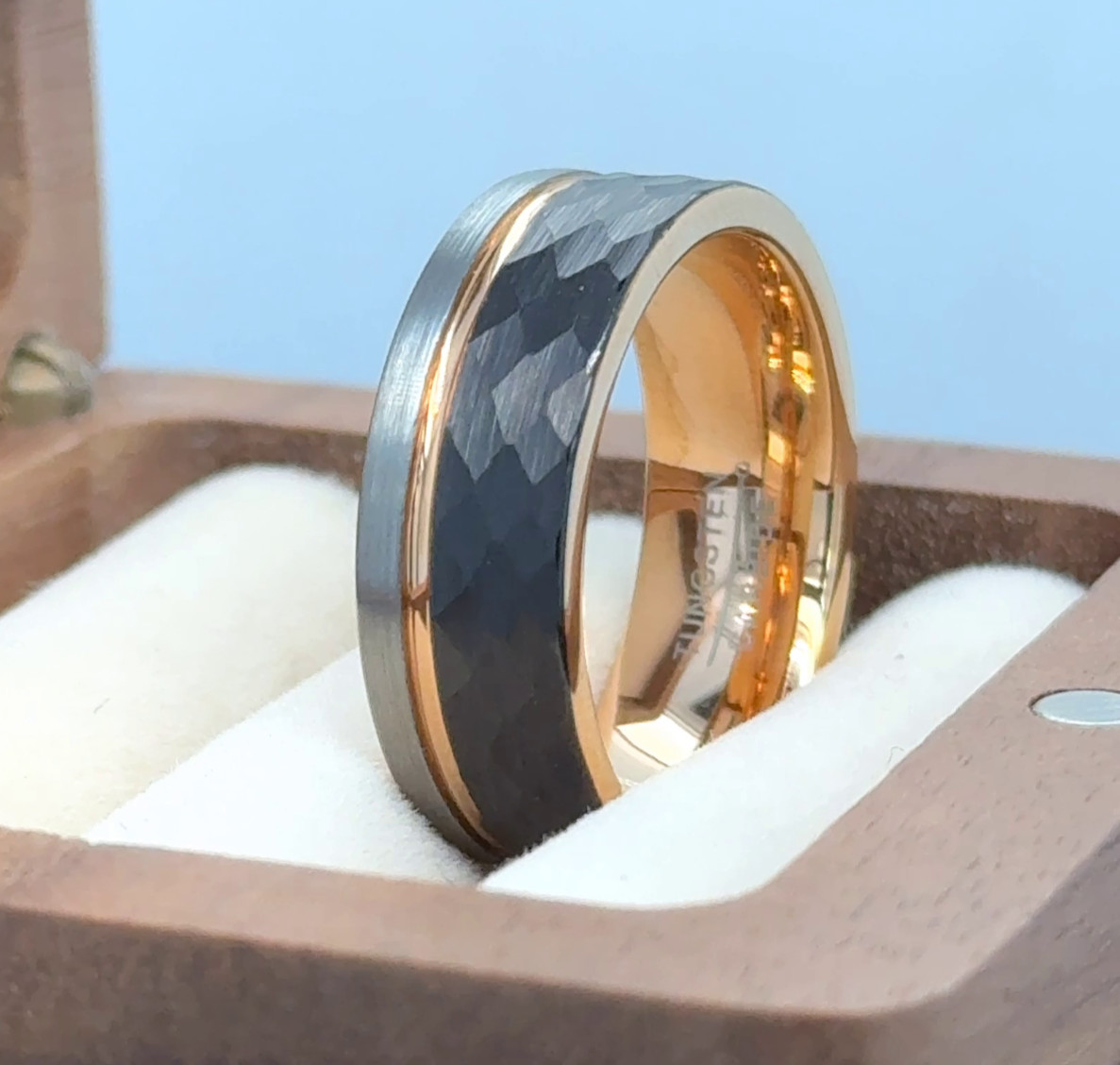 Husband Gift Ring Brushed Finish Ring Rose Gold Silver Black Tungsten Band