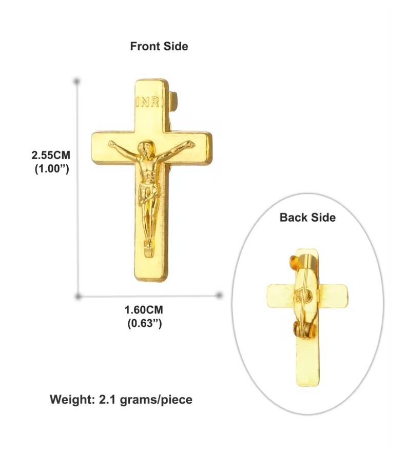 Alloy Gold Crucifix Cross Lapel Pin 2.55 cm x1.6 cm