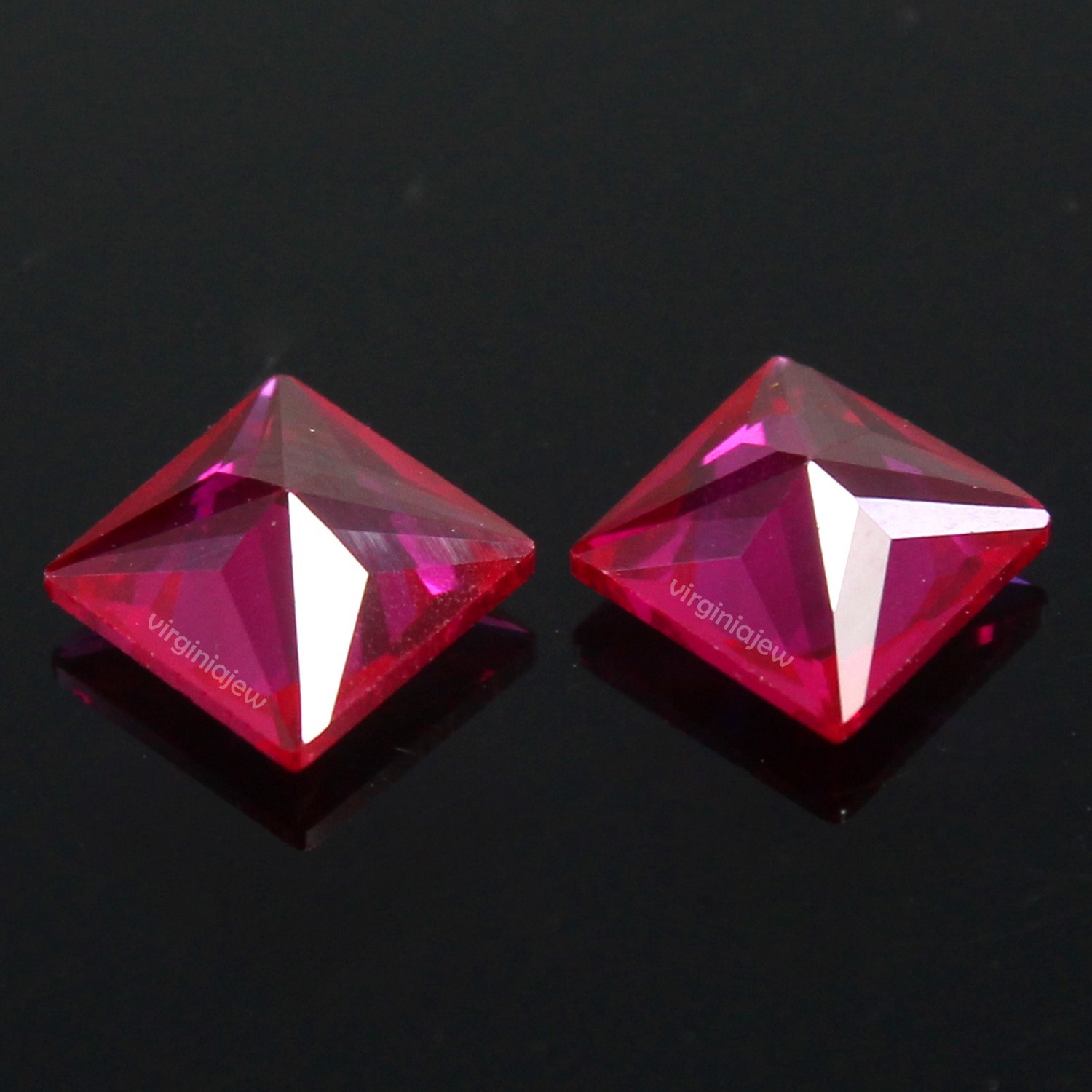 Certified Natural Mogok Pigeon Blood Red Ruby 11.00 MM Princess Pair Gemstone