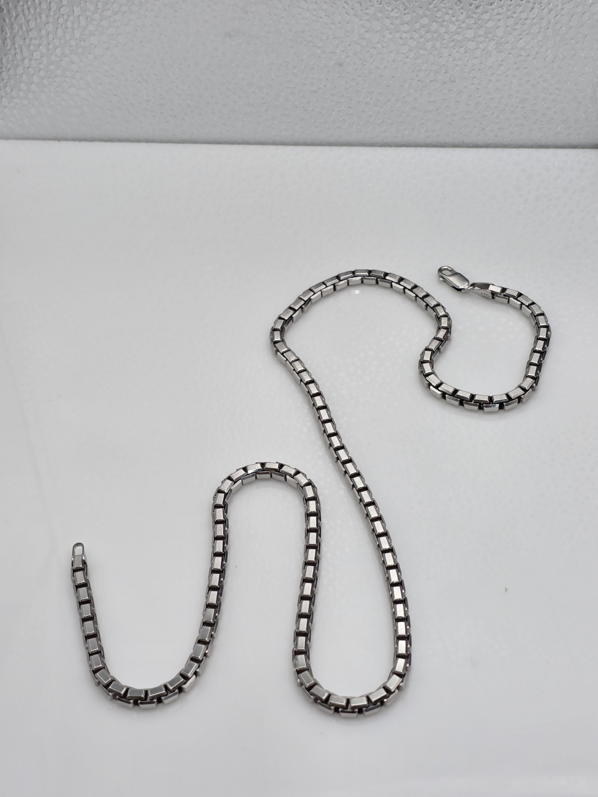 BOX CHAIN RHODIUM PLATED ANTI TARNISH STERLING SILVER 925 4.5MM (24″ INCH LONG)