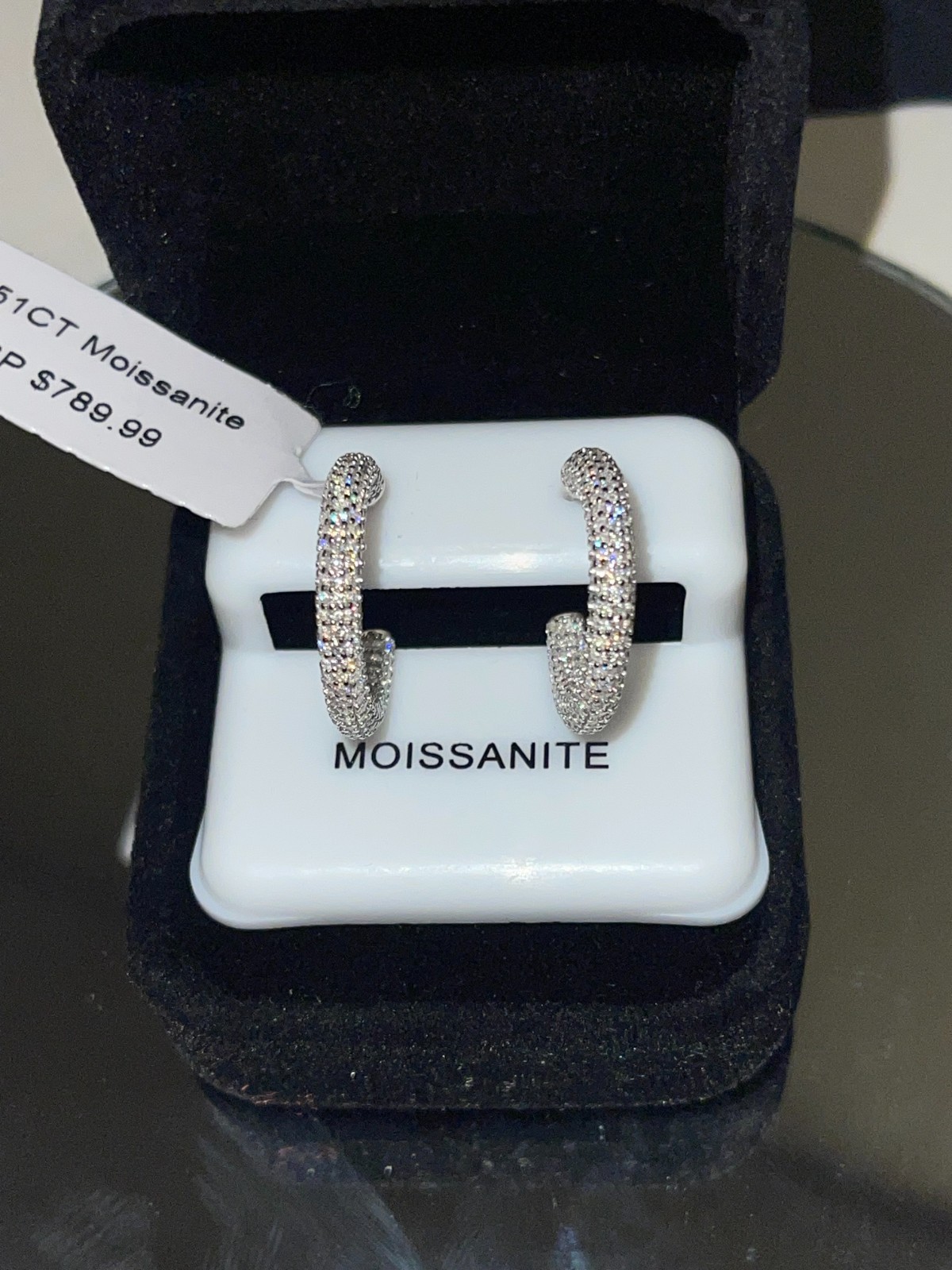 2.51CT Moissanite Hoop Earrings 925 Sterling Silver Pave Set