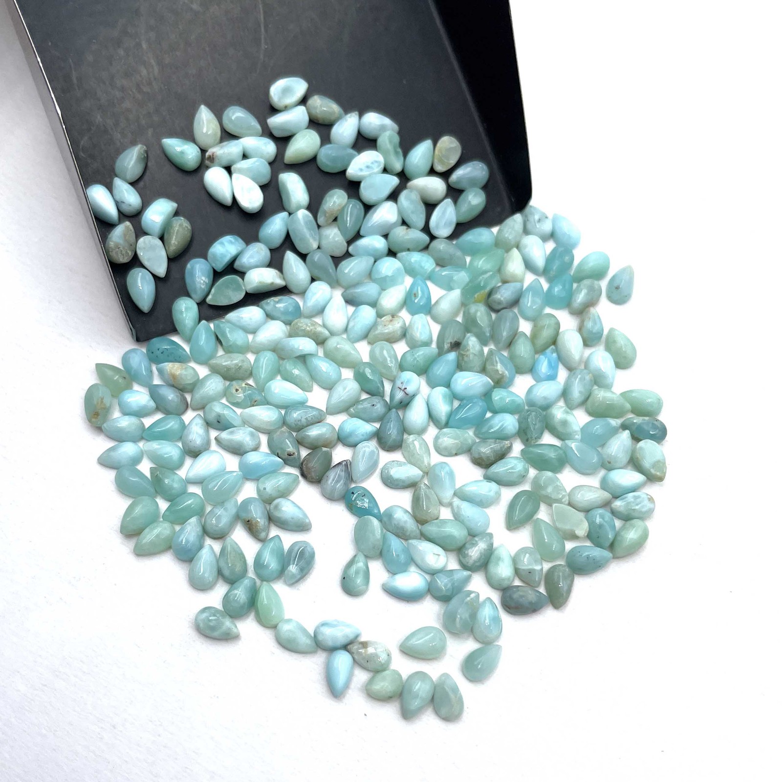 Natural Larimar Pear Cabochon Loose Gemstone Lot 162 Pcs 3*5 MM 50 CT