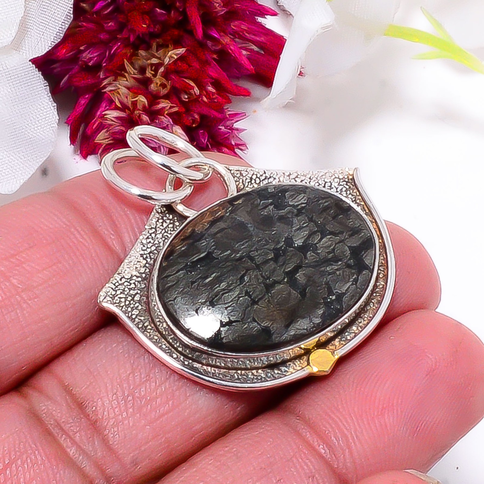Marcasite – Callahan Mine 925 Sterling Silver Two Tone Pendant 1.37″ sku11