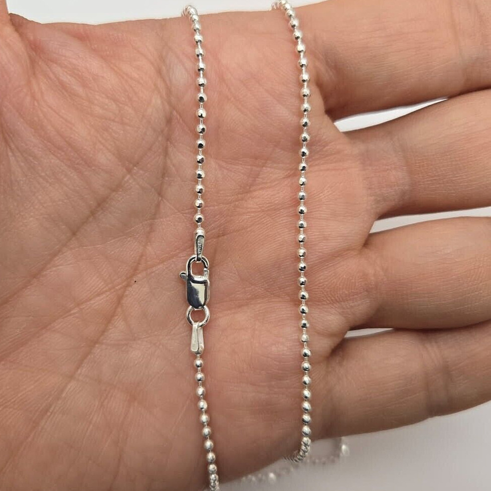 925 Sterling Silver Faceted Pallini Bead Ball Chain Necklace Bracelet 1.8mm