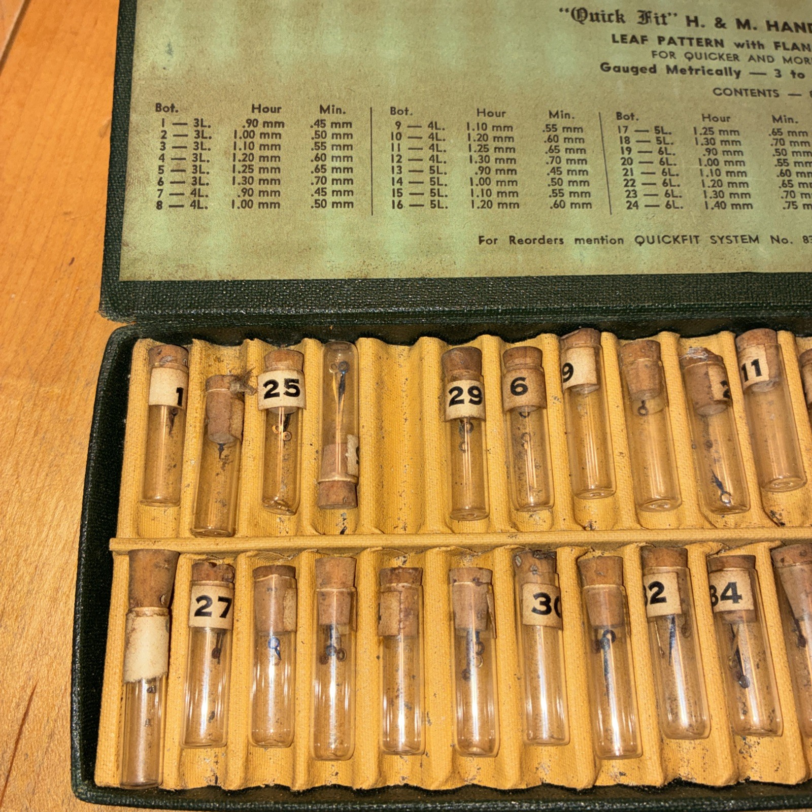 Quick Fit H & M Hand Assortment No. 834 Leaf Pattern 3-10 Ligne Blue & Gilt