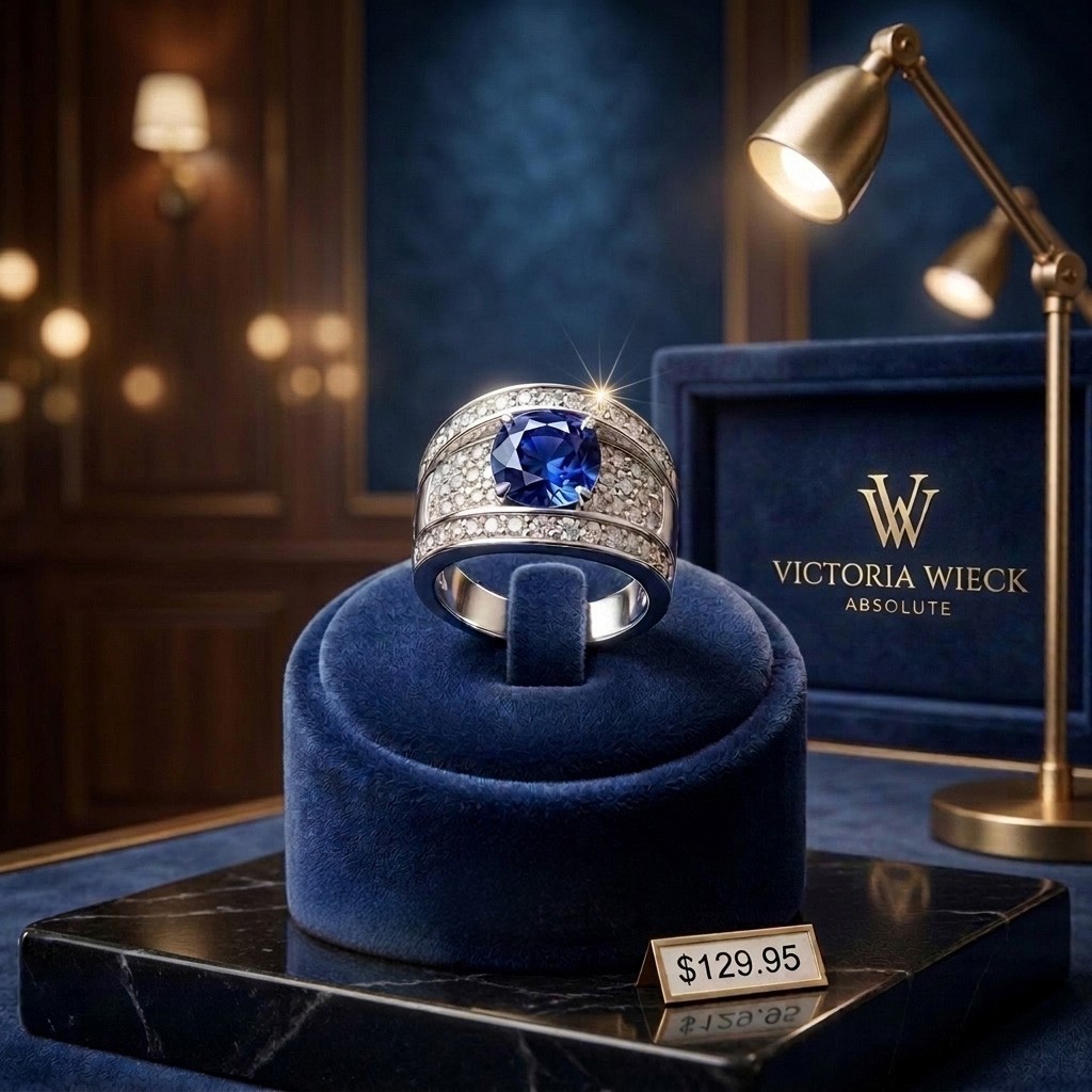 Victoria Wieck Sterling Silver 6.12ct Absolute & Simulated Sapphire Bridge Ring