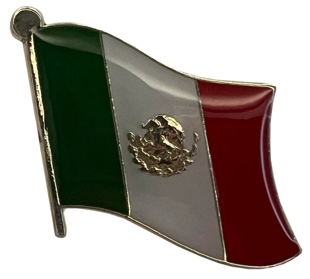 Pack of 2 Mexico Mexican Wavy Country Flag Motorcycle Hat Cap lapel Pin