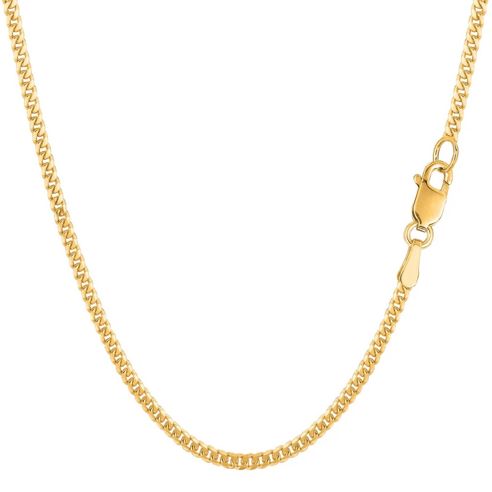 14K Solid Gold Gourmette Chain Necklace, 16″ – 30″ Inches, 1mm – 3mm Wide