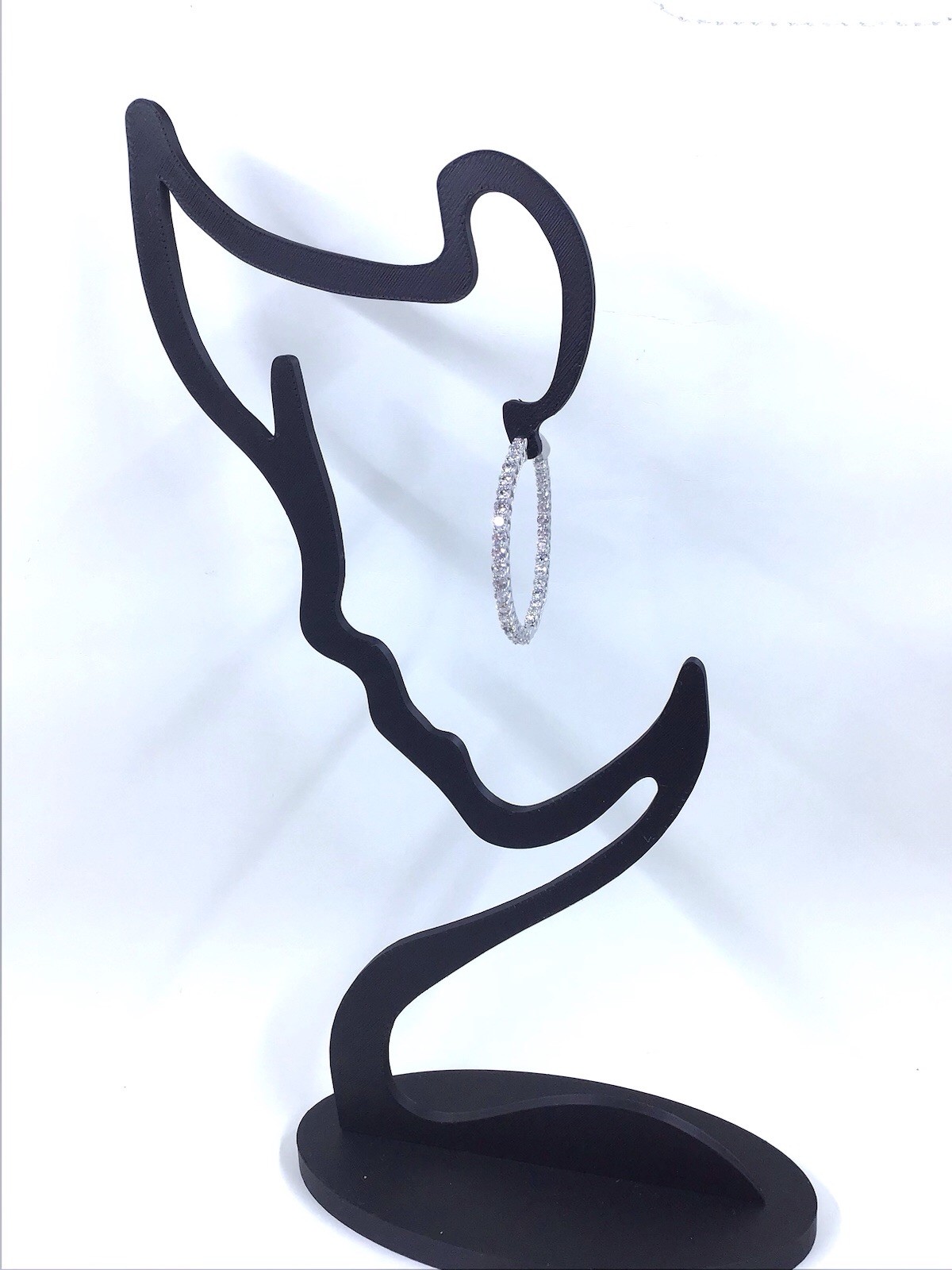 14K WG 2.75ct Inside Outside Diamond Hoop Earrings