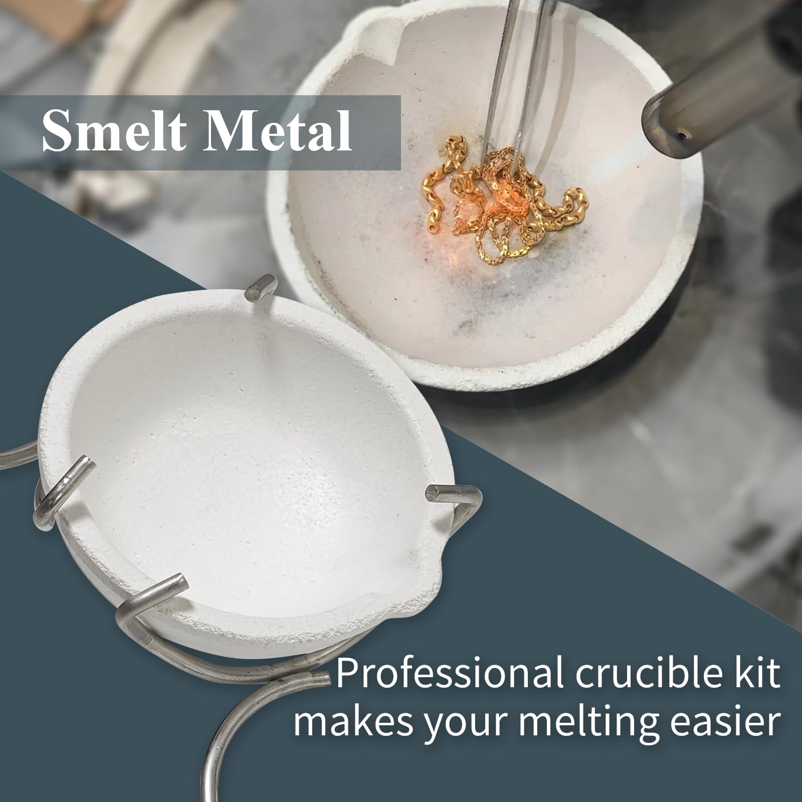 Melting Metal Crucible Kit 8-Piece with 2 Tongs,4x2oz & 2x5oz Refractory Bowl…
