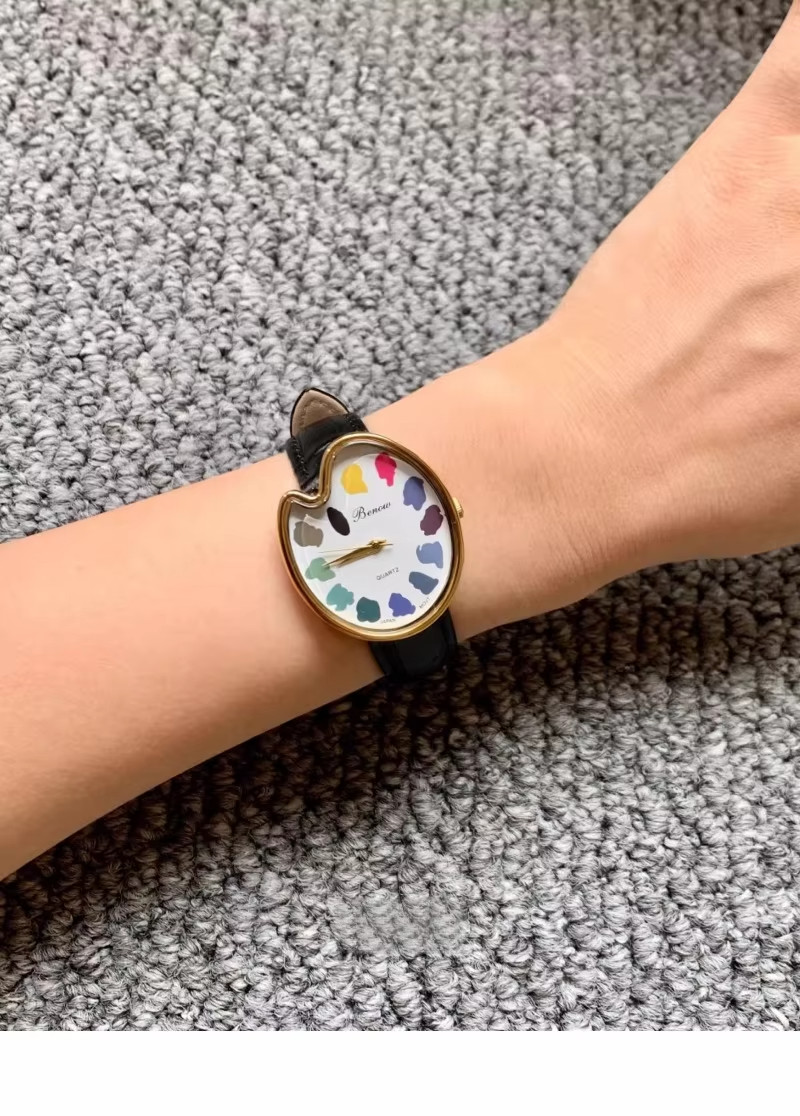 Y2K Paint Board Art Women Watch Student Vintage Retro Quartz Wristwatch Gift