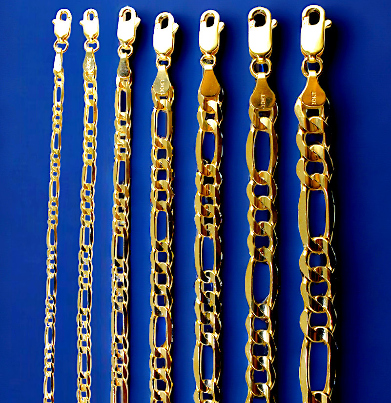 10K Yellow Gold SOLID Figaro Necklace Bracelet Chain Italian Real 2-11mm 7″-30″