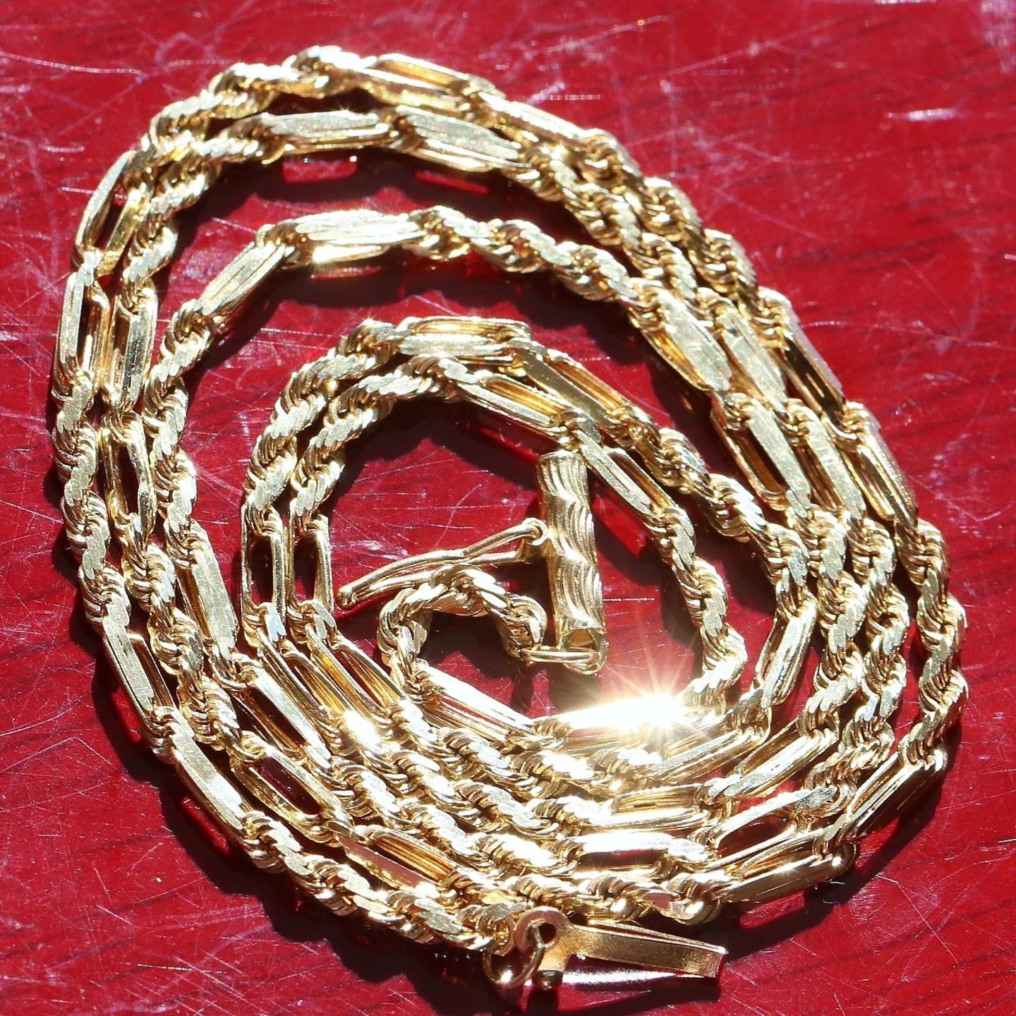 14k yellow gold necklace 20.0″ Figarope chain vintage 7.90gr N3637 Fortunoff
